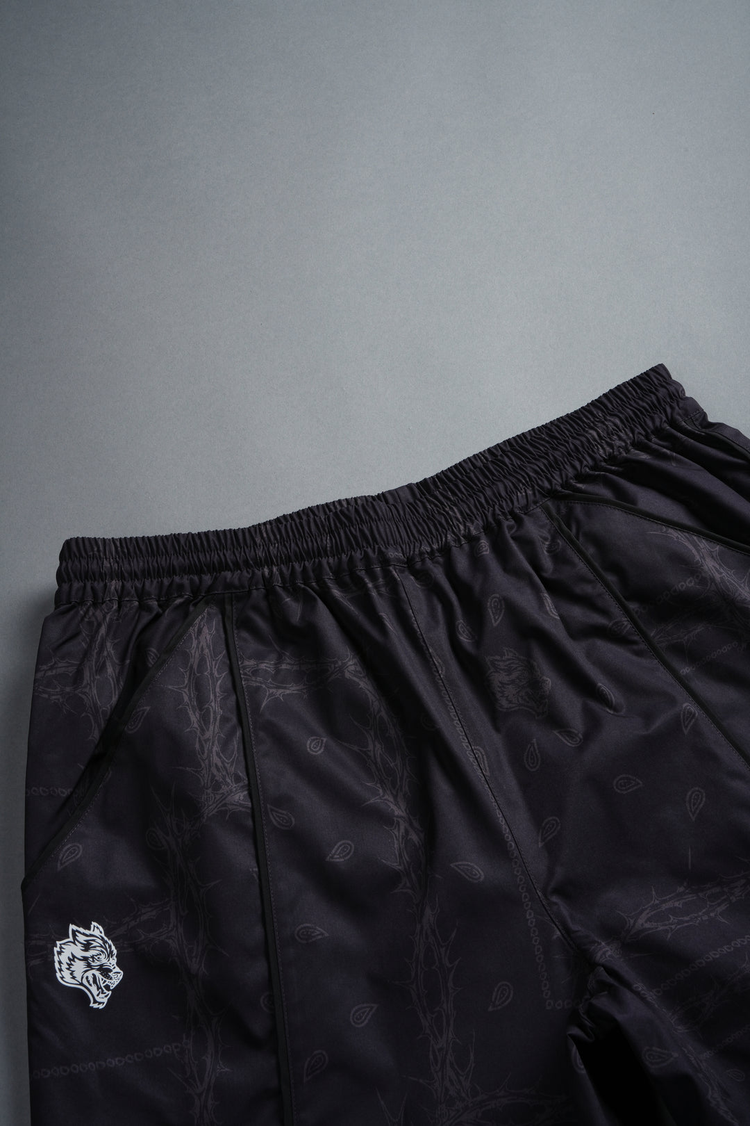 Dual Mens Quinn Track Shorts in Black Thorn Paisley