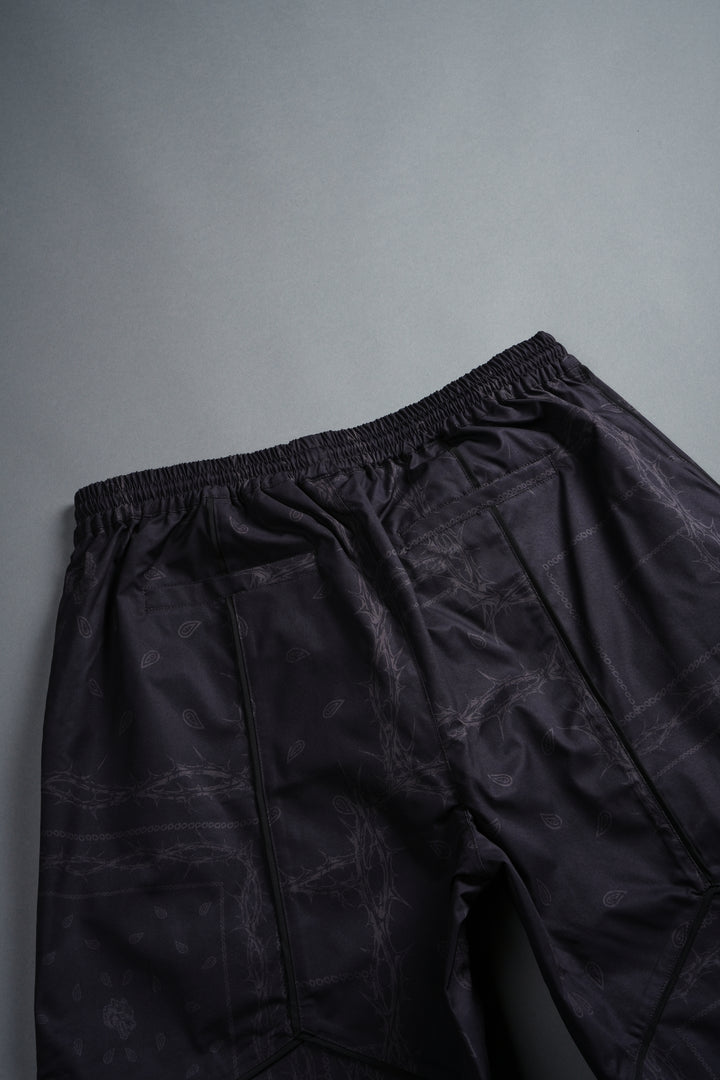 Dual Mens Quinn Track Shorts in Black Thorn Paisley