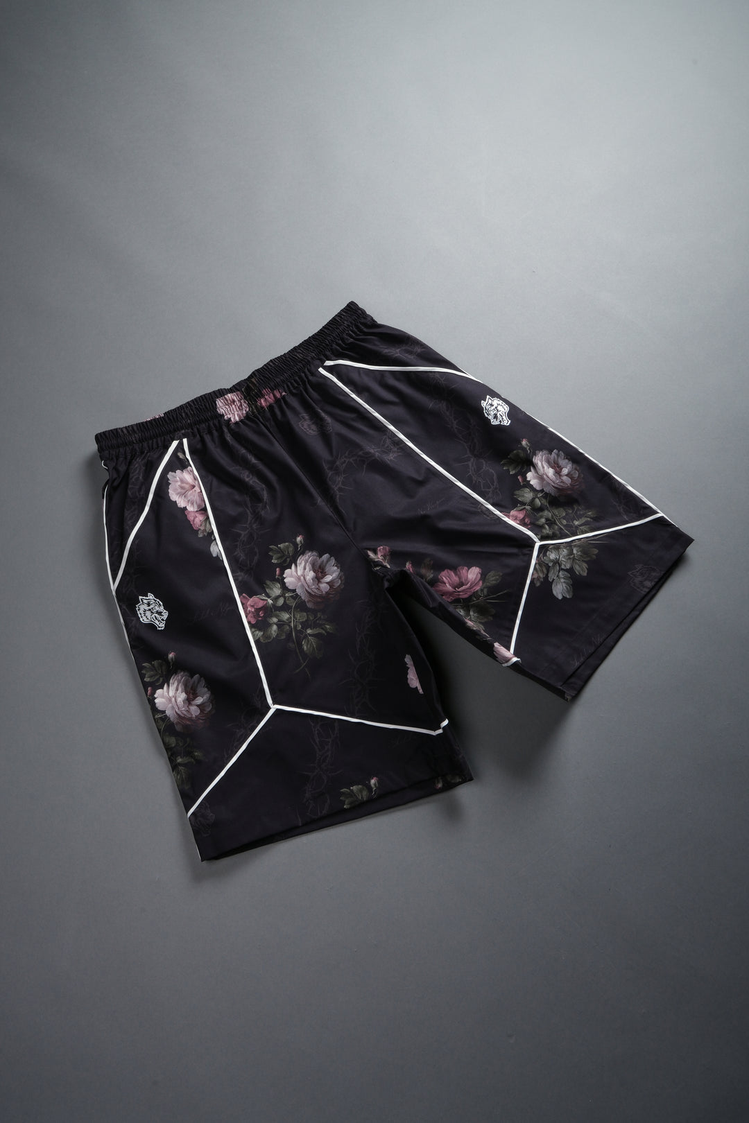 Dual Mens Quinn Track Shorts in Black Rose Thorn
