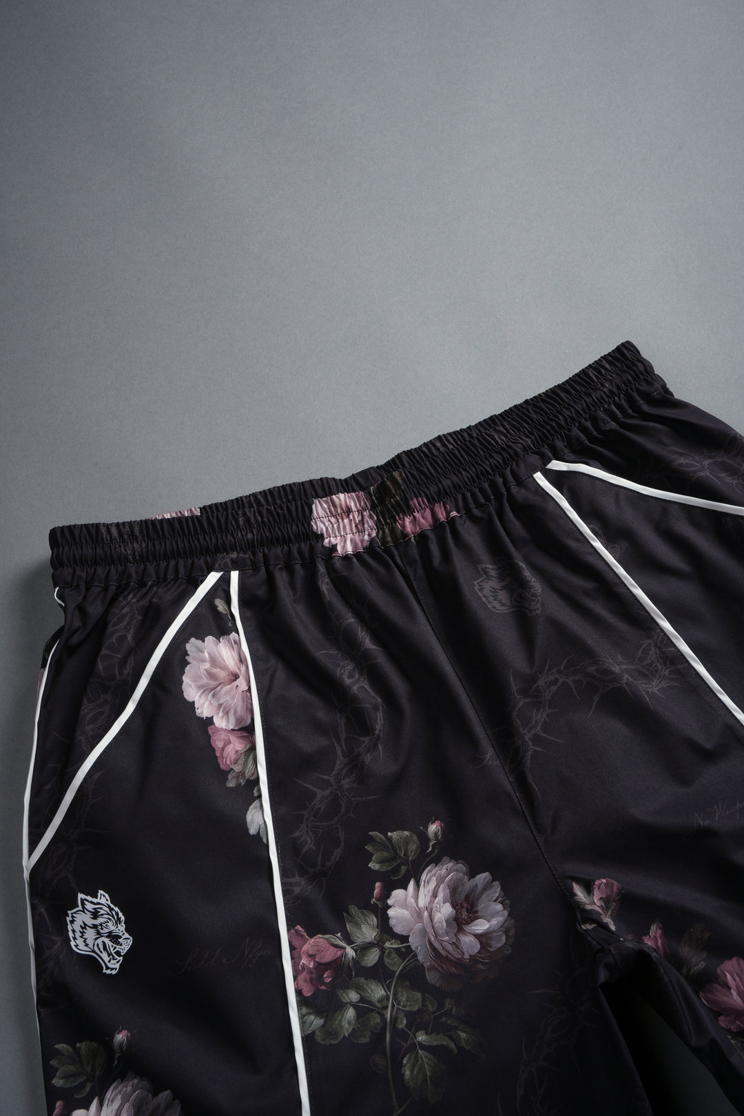 Dual Mens Quinn Track Shorts in Black Rose Thorn