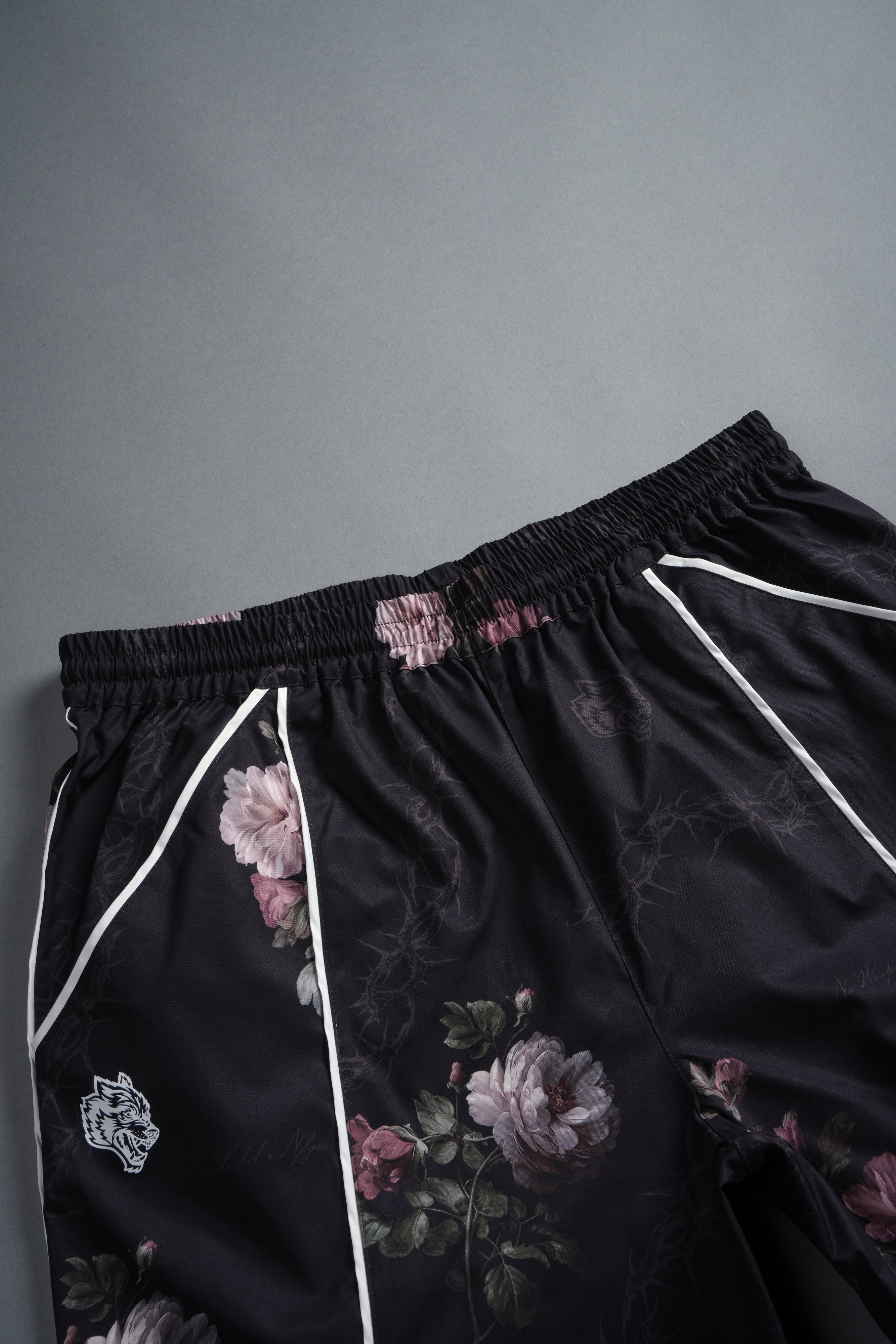Dual Mens Quinn Track Shorts in Black Rose Thorn