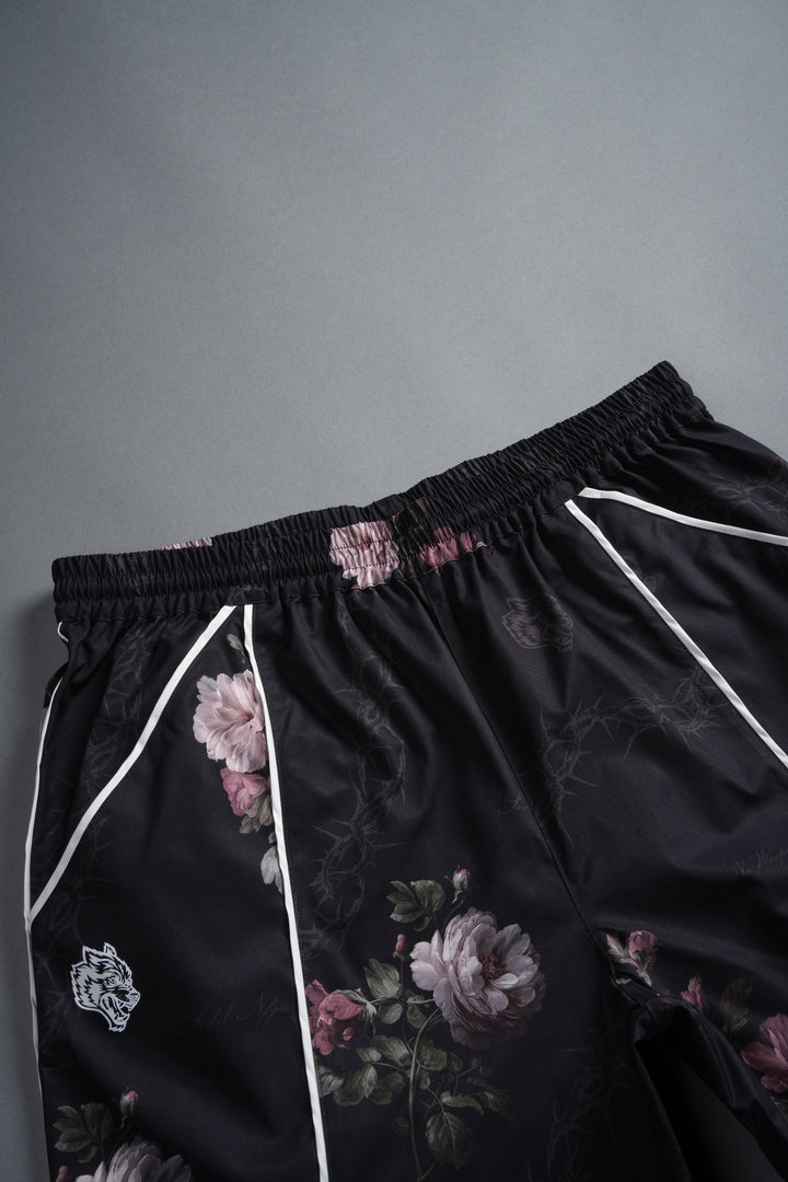 Dual Mens Quinn Track Shorts in Black Rose Thorn
