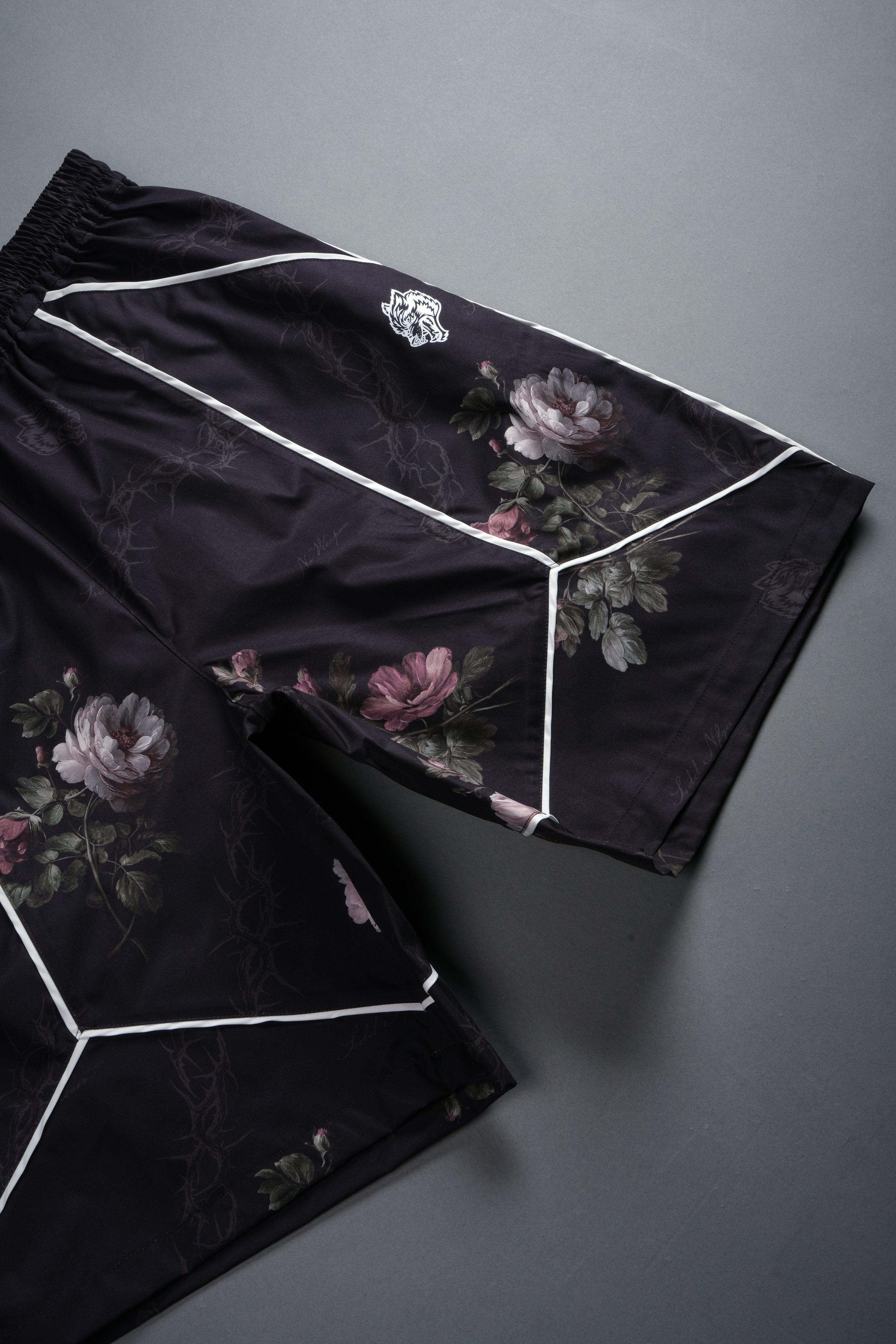 Dual Mens Quinn Track Shorts in Black Rose Thorn