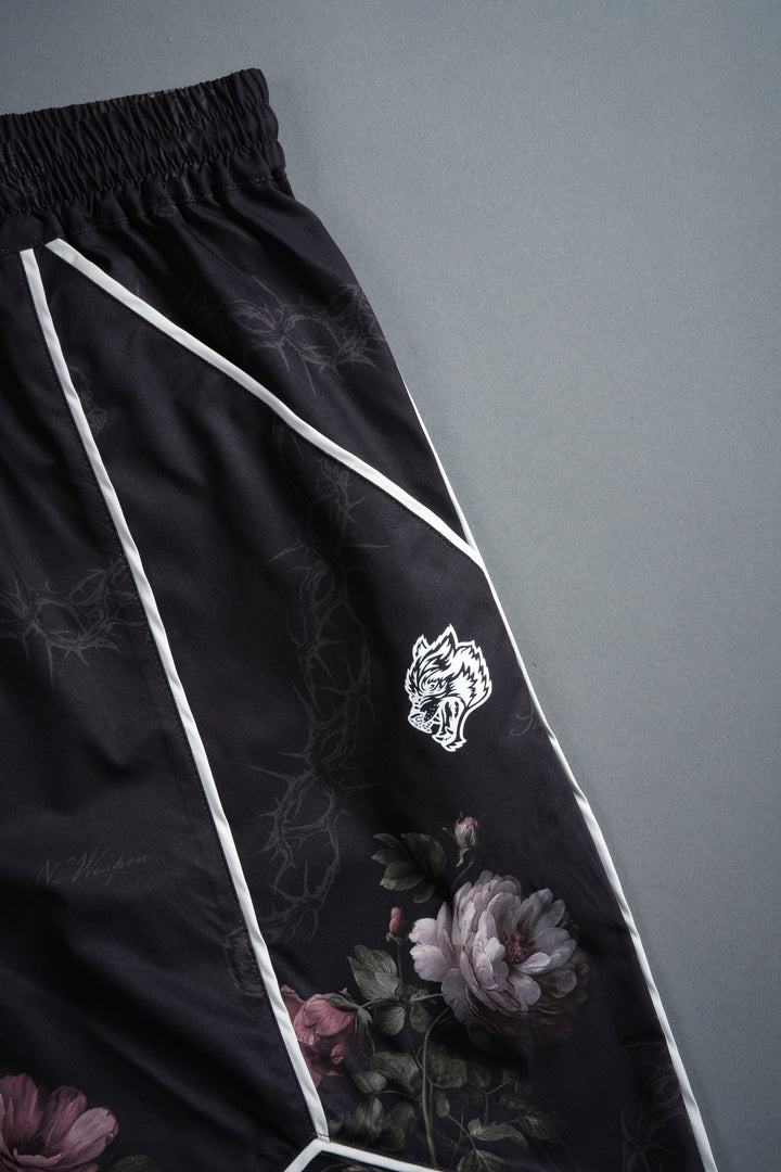 Dual Mens Quinn Track Shorts in Black Rose Thorn