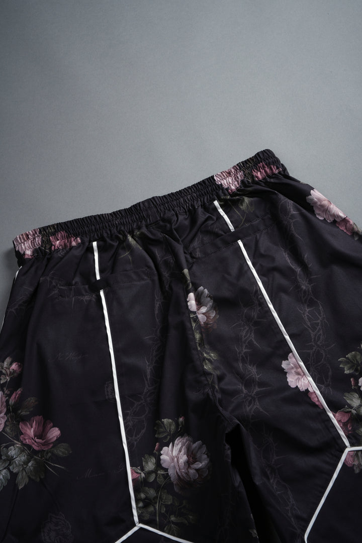 Dual Mens Quinn Track Shorts in Black Rose Thorn