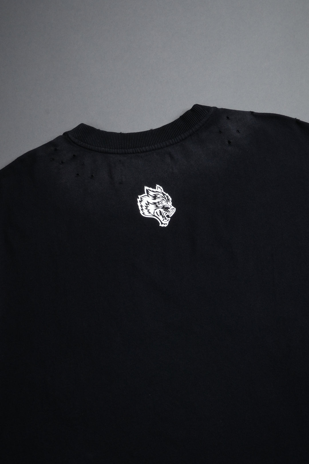 Hell is Real Distressed Grunge Mid-Length Raw Hem Muscle Tee in Black Drift Wash