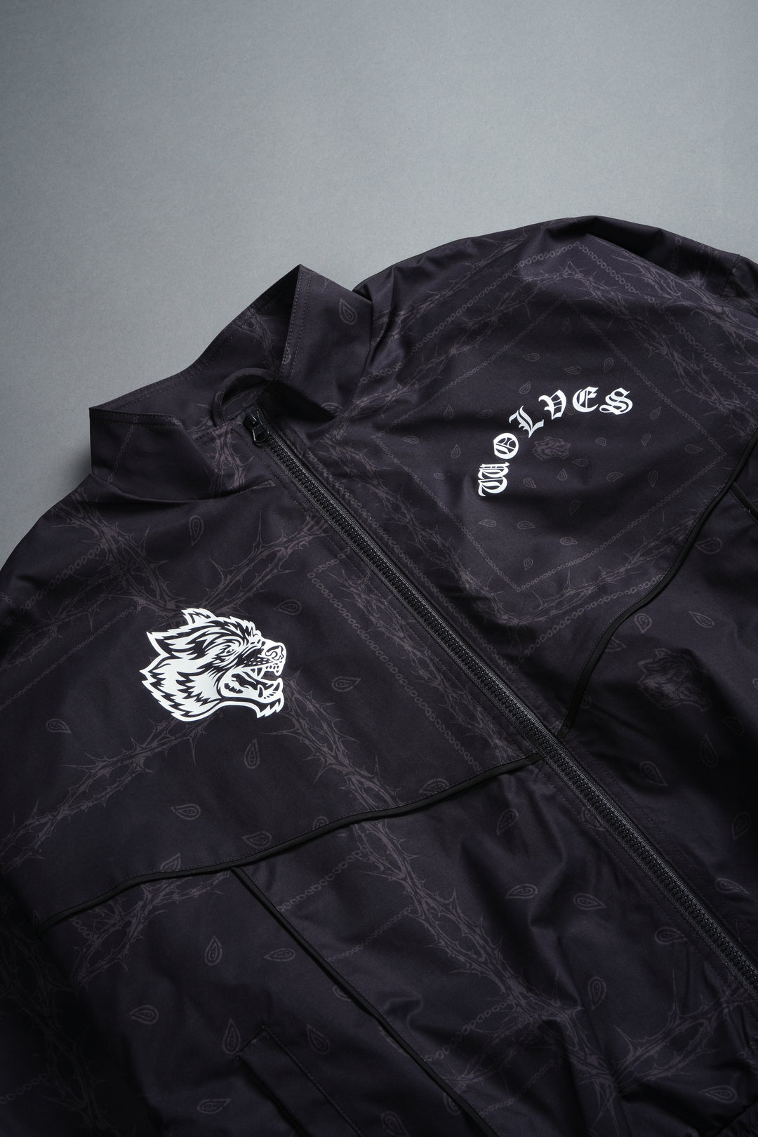 Thorned Paisley Quinn Track Jacket in Black Thorn Paisley