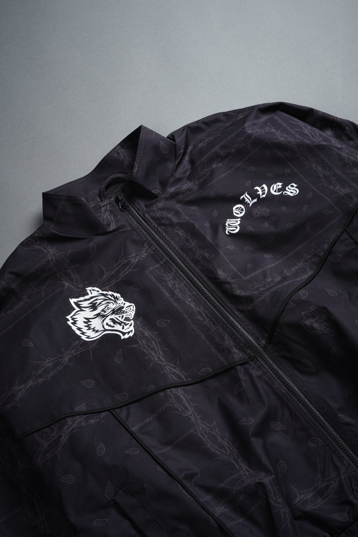 Thorned Paisley Quinn Track Jacket in Black Thorn Paisley
