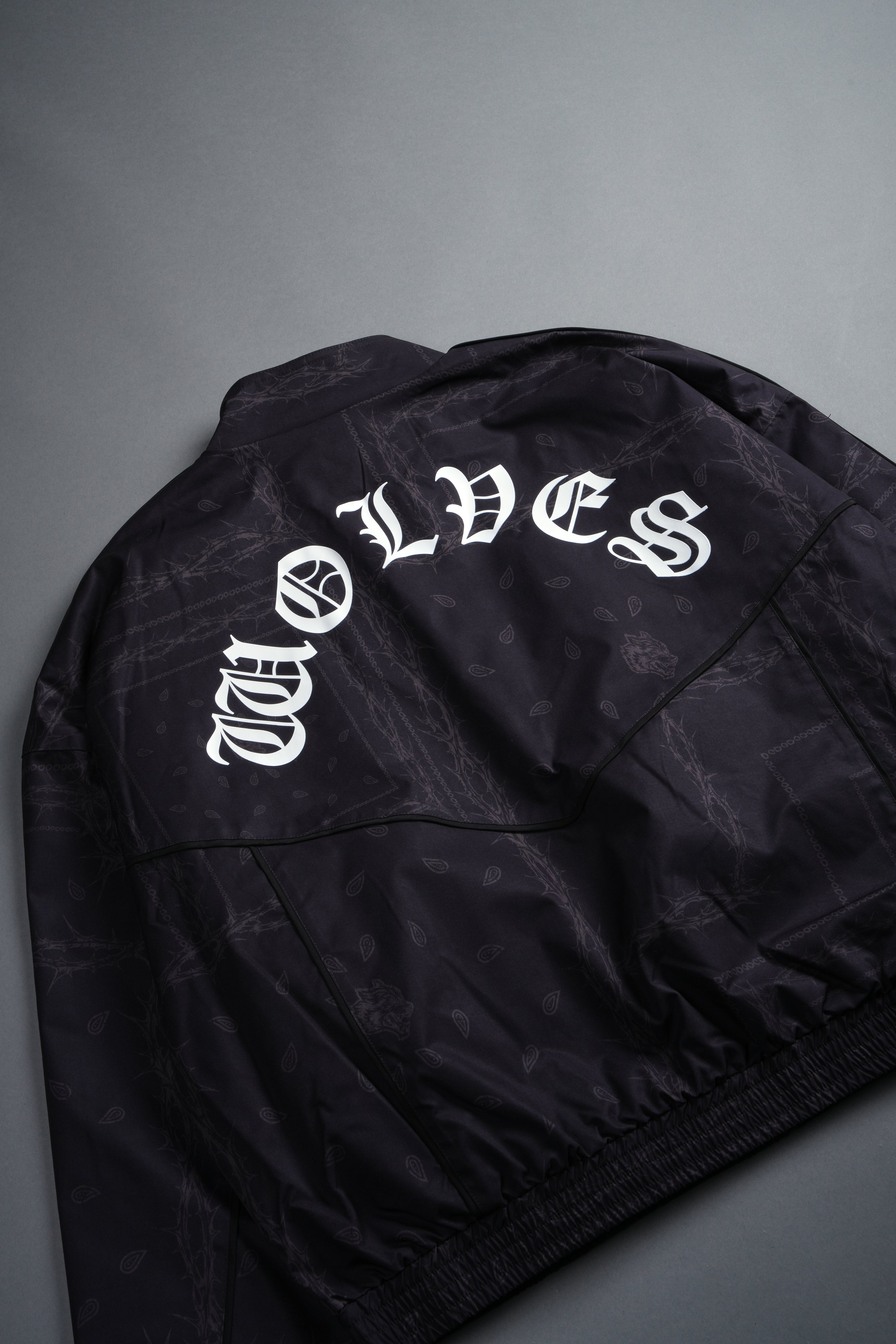 Thorned Paisley Quinn Track Jacket in Black Thorn Paisley