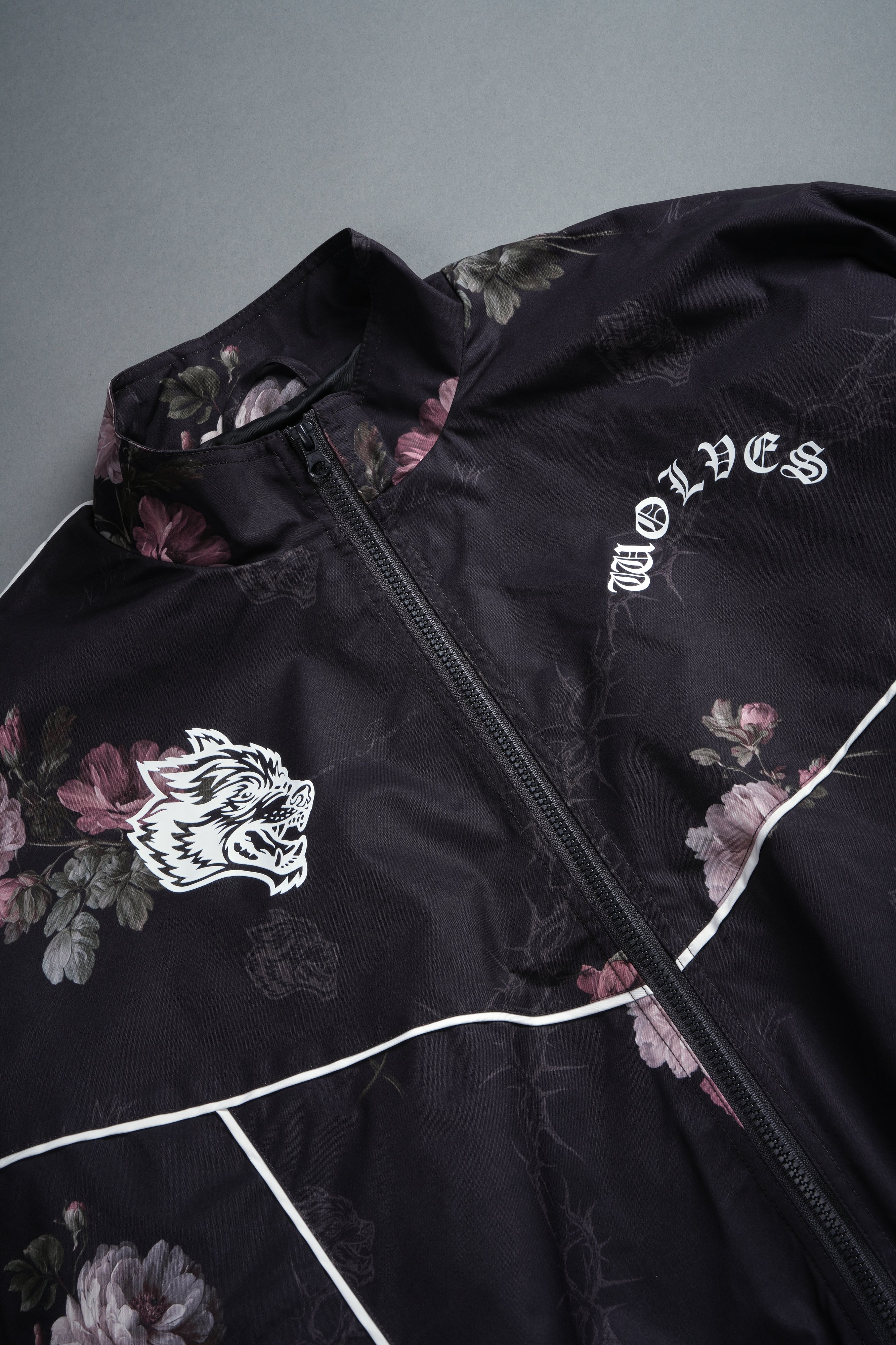 Wolf Chopper Quinn Track Jacket in Black Rose Thorn