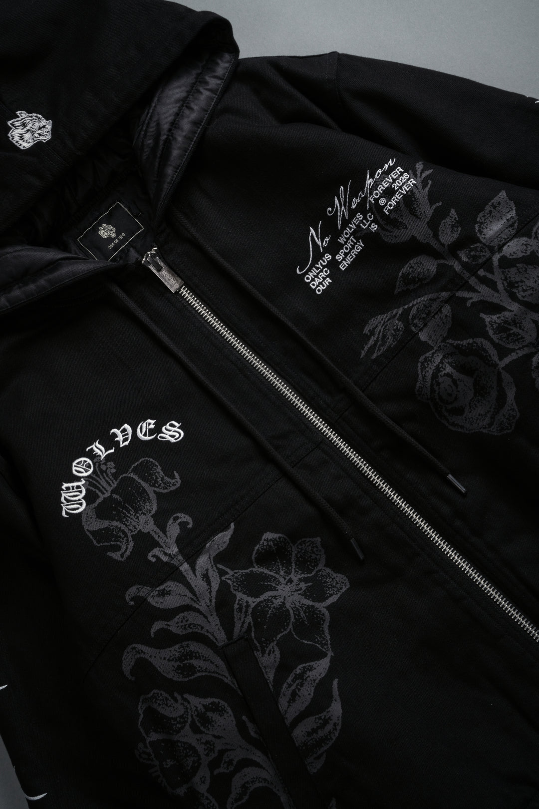 Wolves Pray Calaway Jacket in Distressed Black