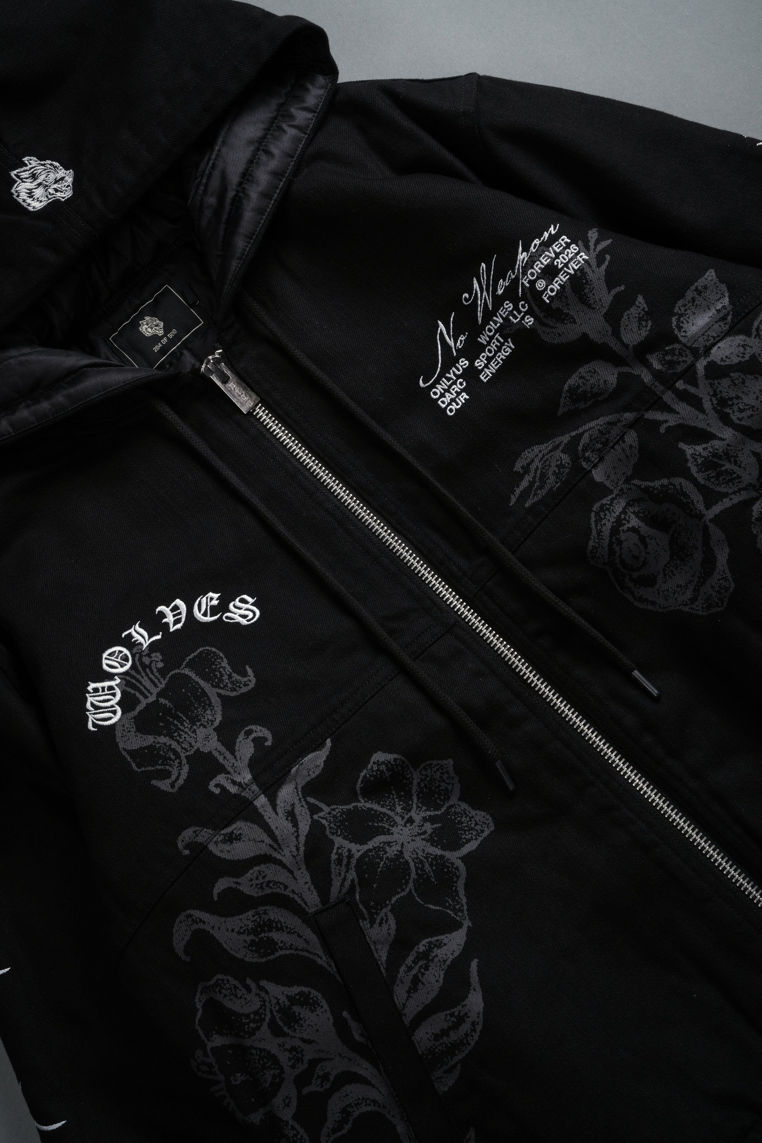 Wolves Pray Calaway Jacket in Distressed Black