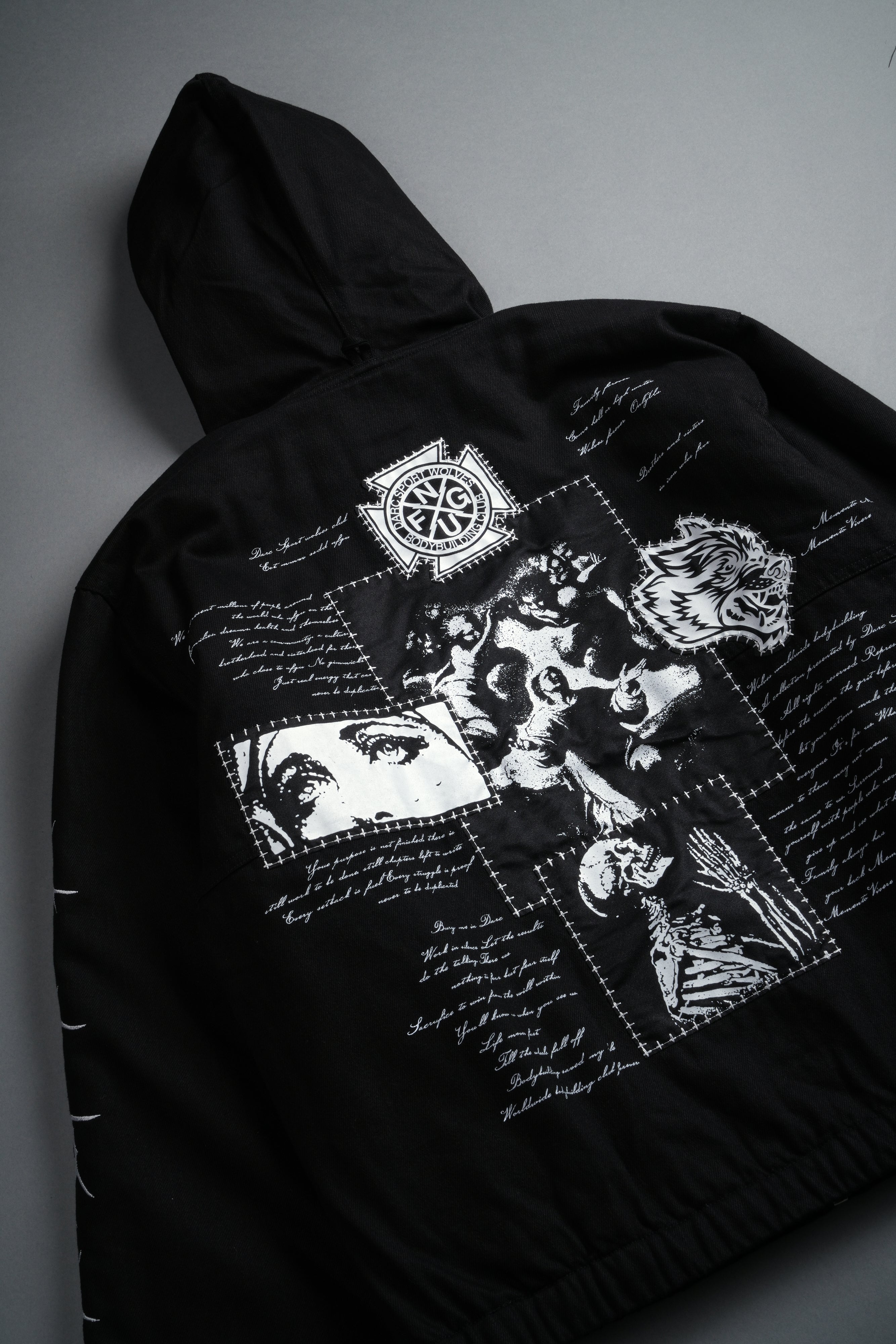 Wolves Pray Calaway Jacket in Distressed Black