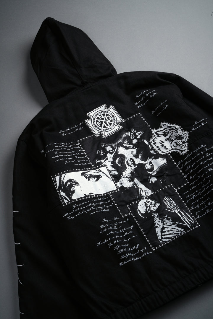 Wolves Pray Calaway Jacket in Distressed Black