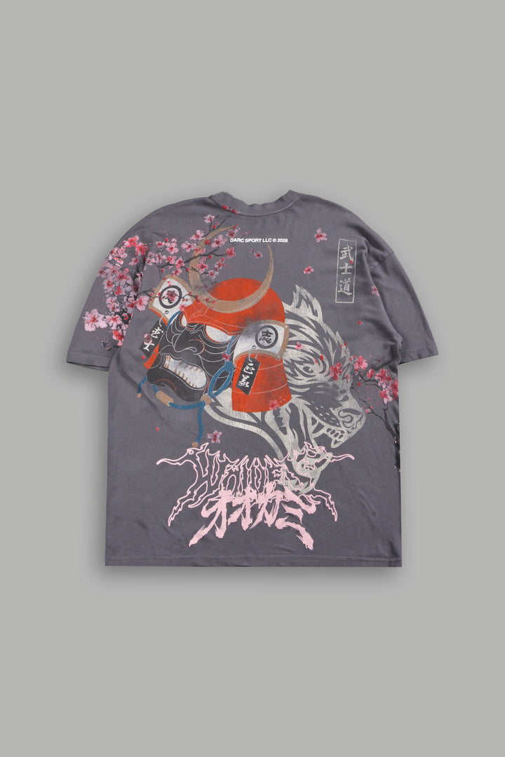 Samurai And The Wolf Premium Oversized Tee in Slate Gray
