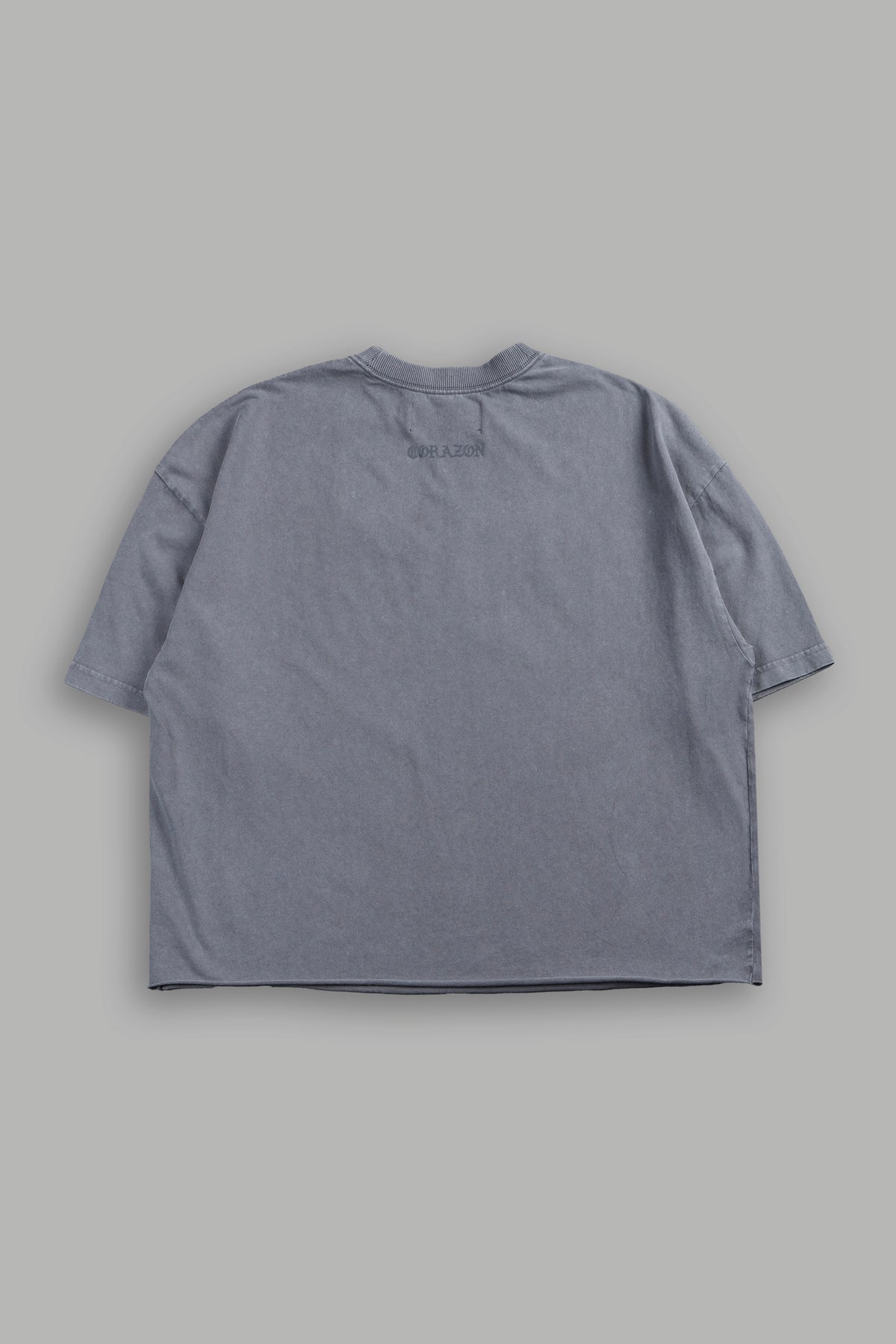 El Rosario Grunge Raw Hem Box Cut Tee In Slate Gray