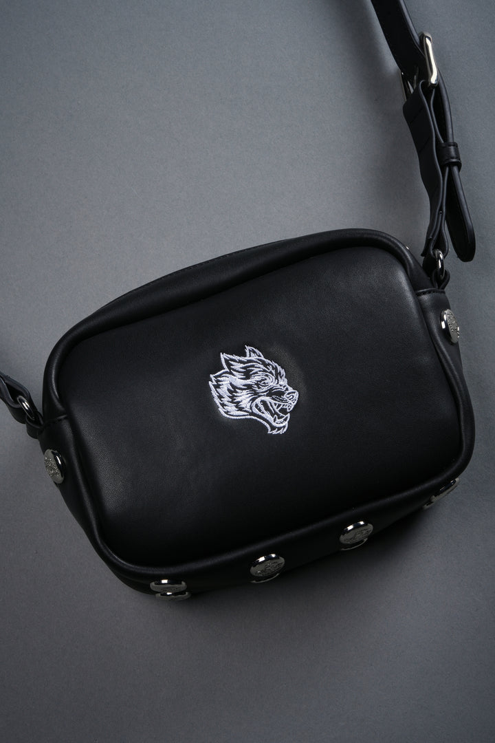 Wolf Head Rodman Leather Side Bag in Black