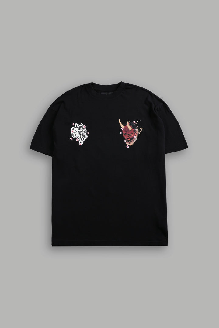 Oni Code Blossom "Premium" Oversized Tee in Black