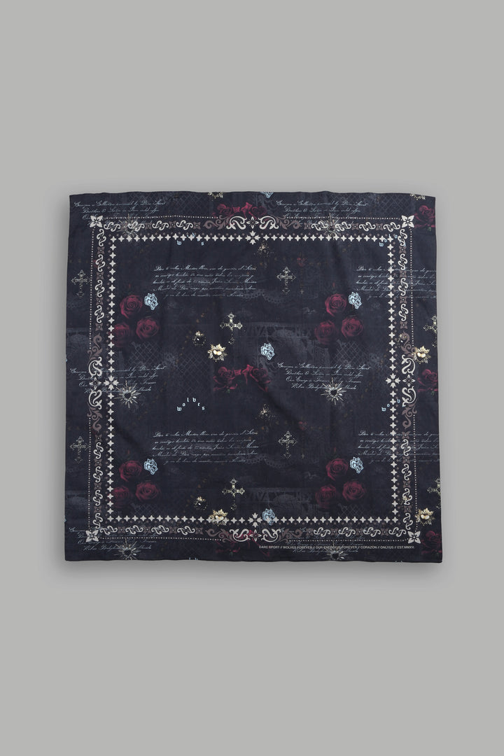 Wolves Pyramid Babushka Scarf In Midnight Sorrow