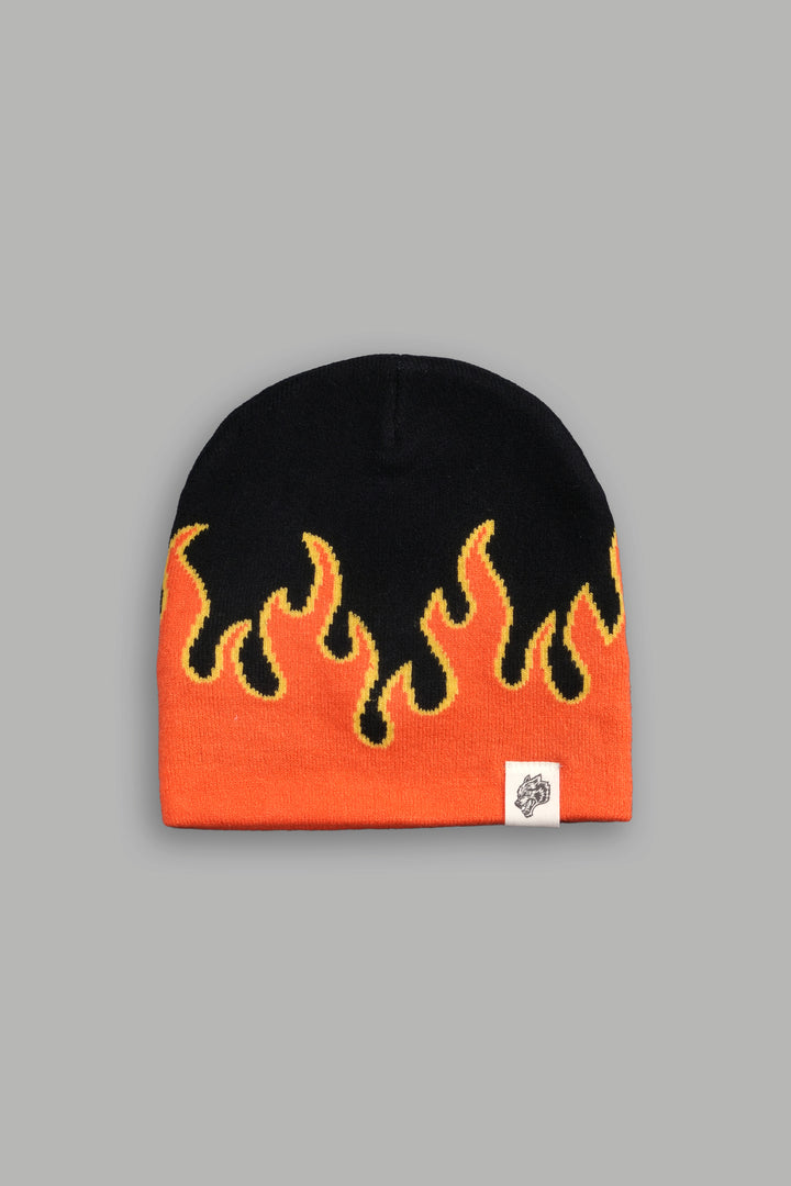 Eternal Flame Cap Beanie in Black/Orange