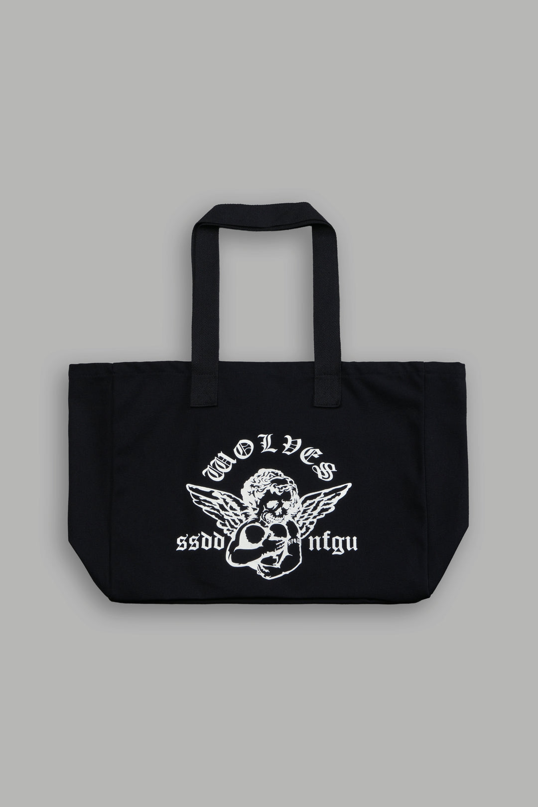 Shielded Heart Canvas Tote Bag in Black