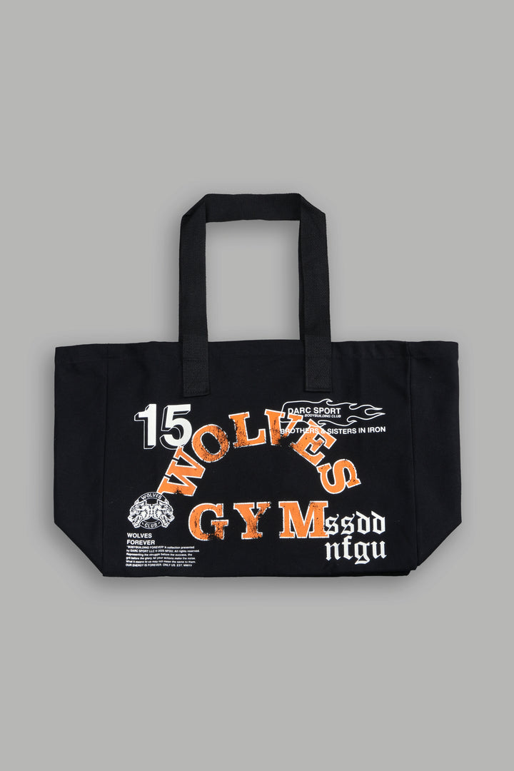 Wolves Gym V2 Canvas Tote in Black
