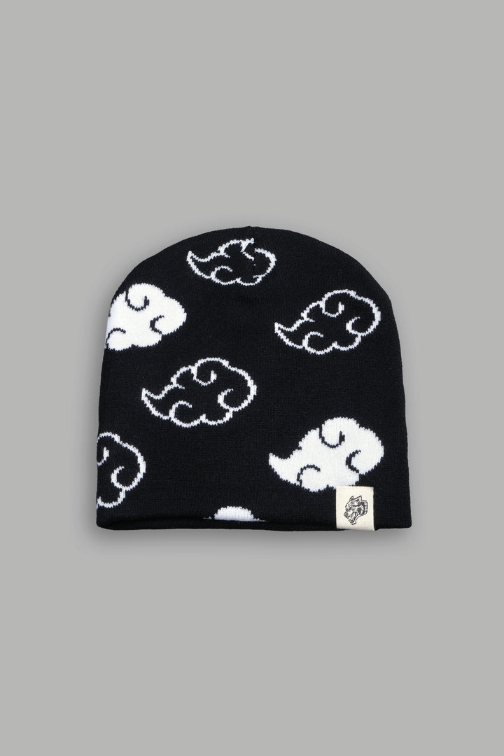 Wolf Clouds Cap Beanie in Black/White