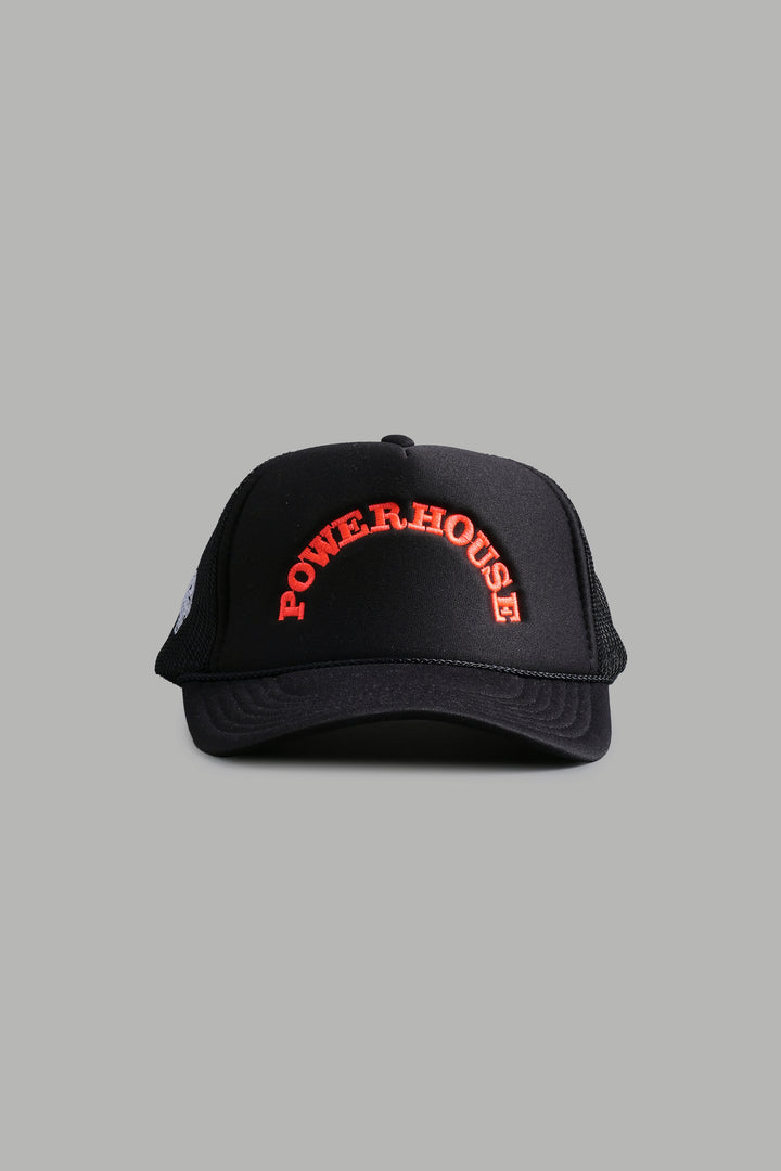 Powerhouse Trucker Hat in Black