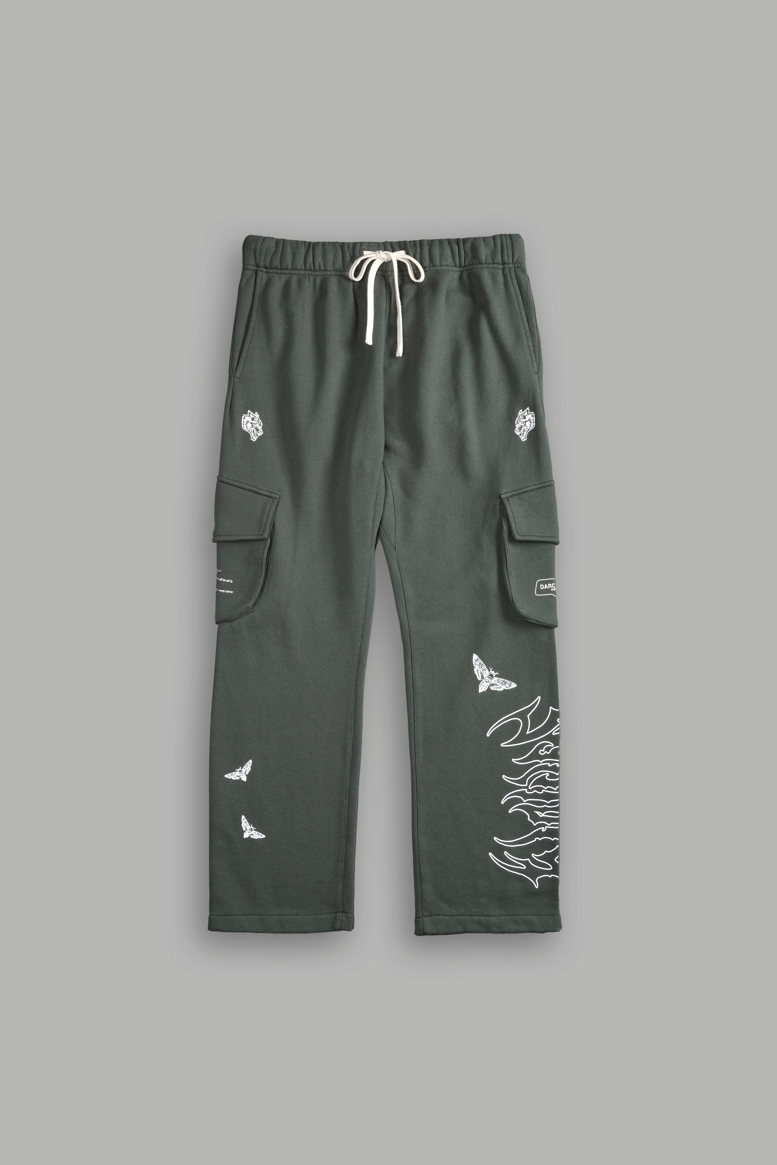 Death Head Bigelow Cargo Sweat Pants in Green Ivy