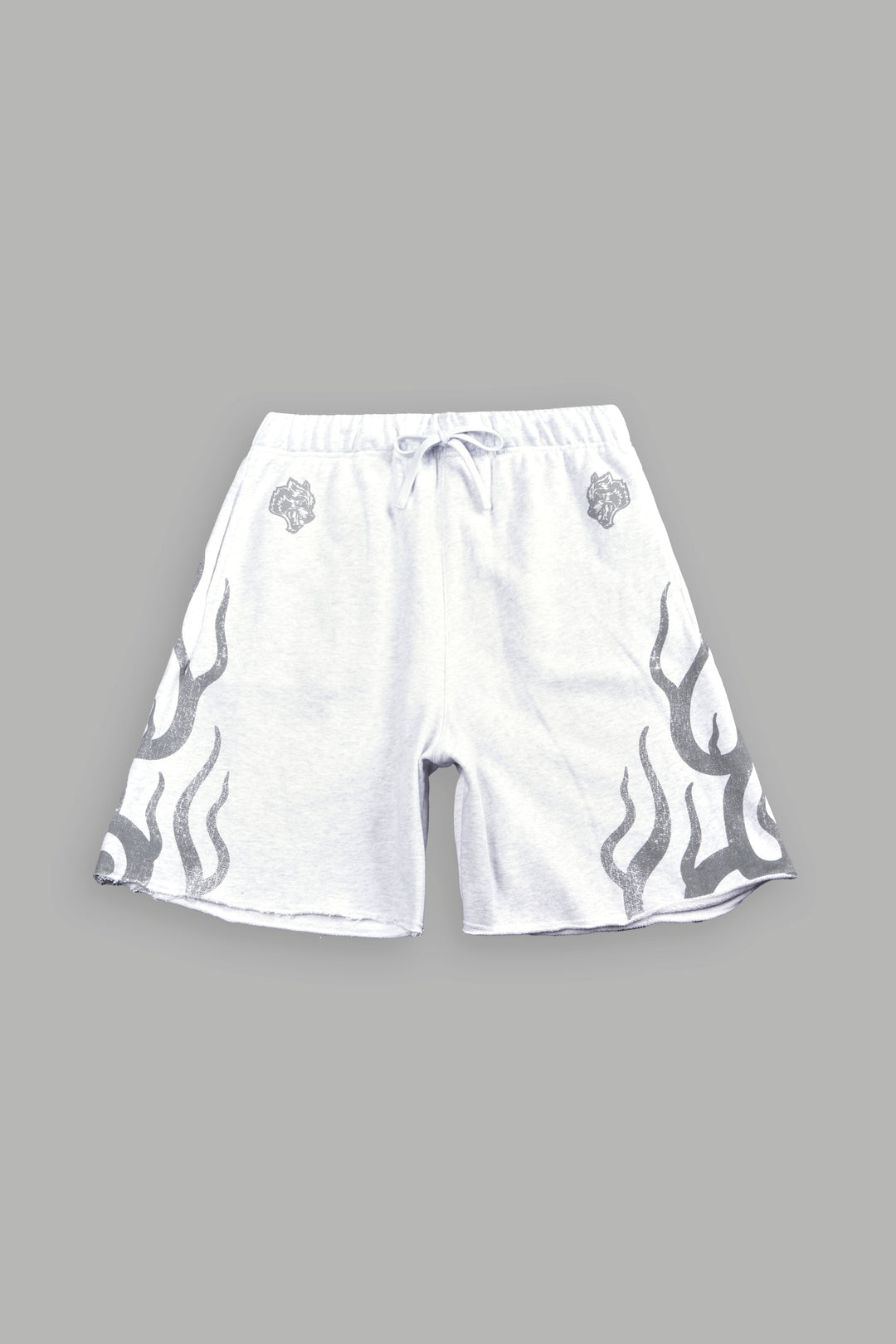 Fight Or Flight Grunge Oversized Raw Hem Post Lounge Sweat Shorts in Super Light Athletic Gray