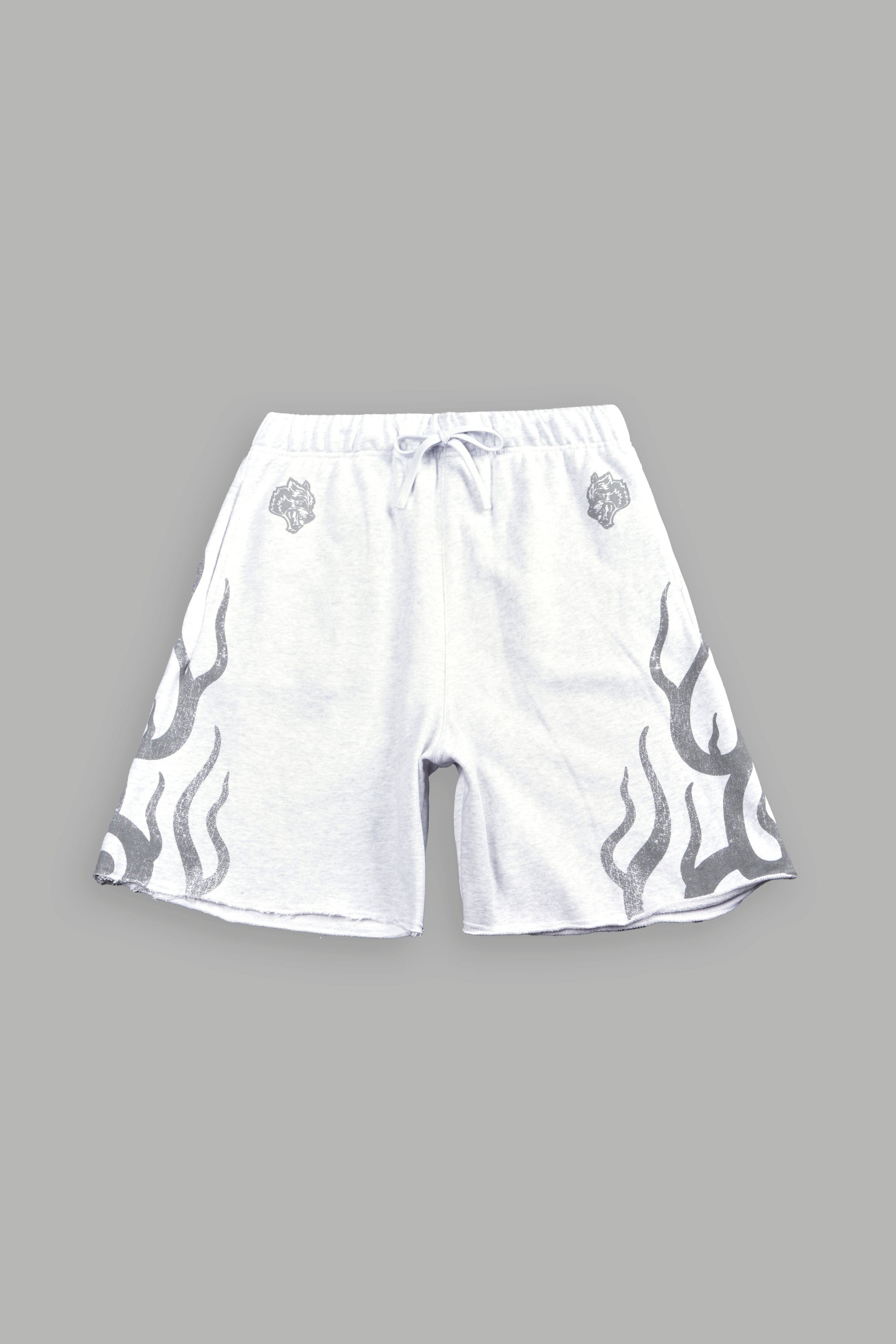 Fight Or Flight Grunge Oversized Raw Hem Post Lounge Sweat Shorts in Super Light Athletic Gray