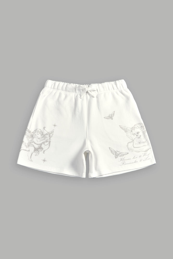 Fallen Cherub Oversized Post Lounge Sweat Shorts in Cream