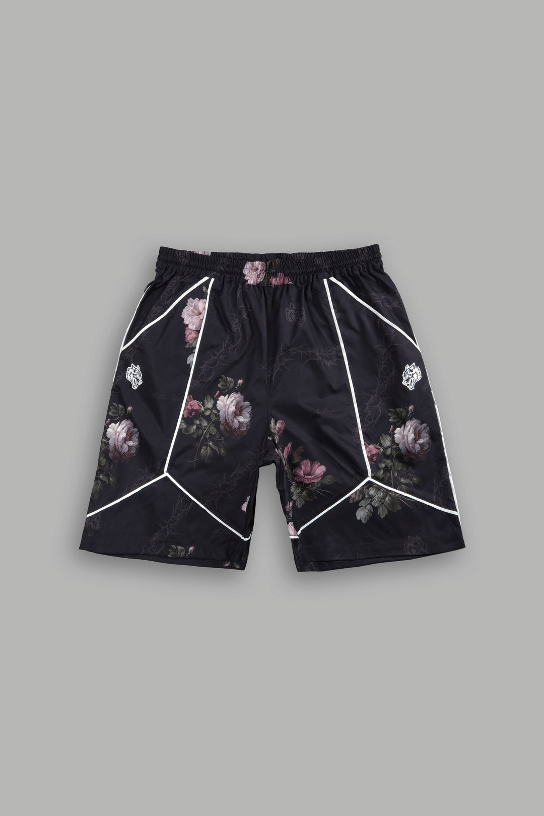 Dual Mens Quinn Track Shorts in Black Rose Thorn