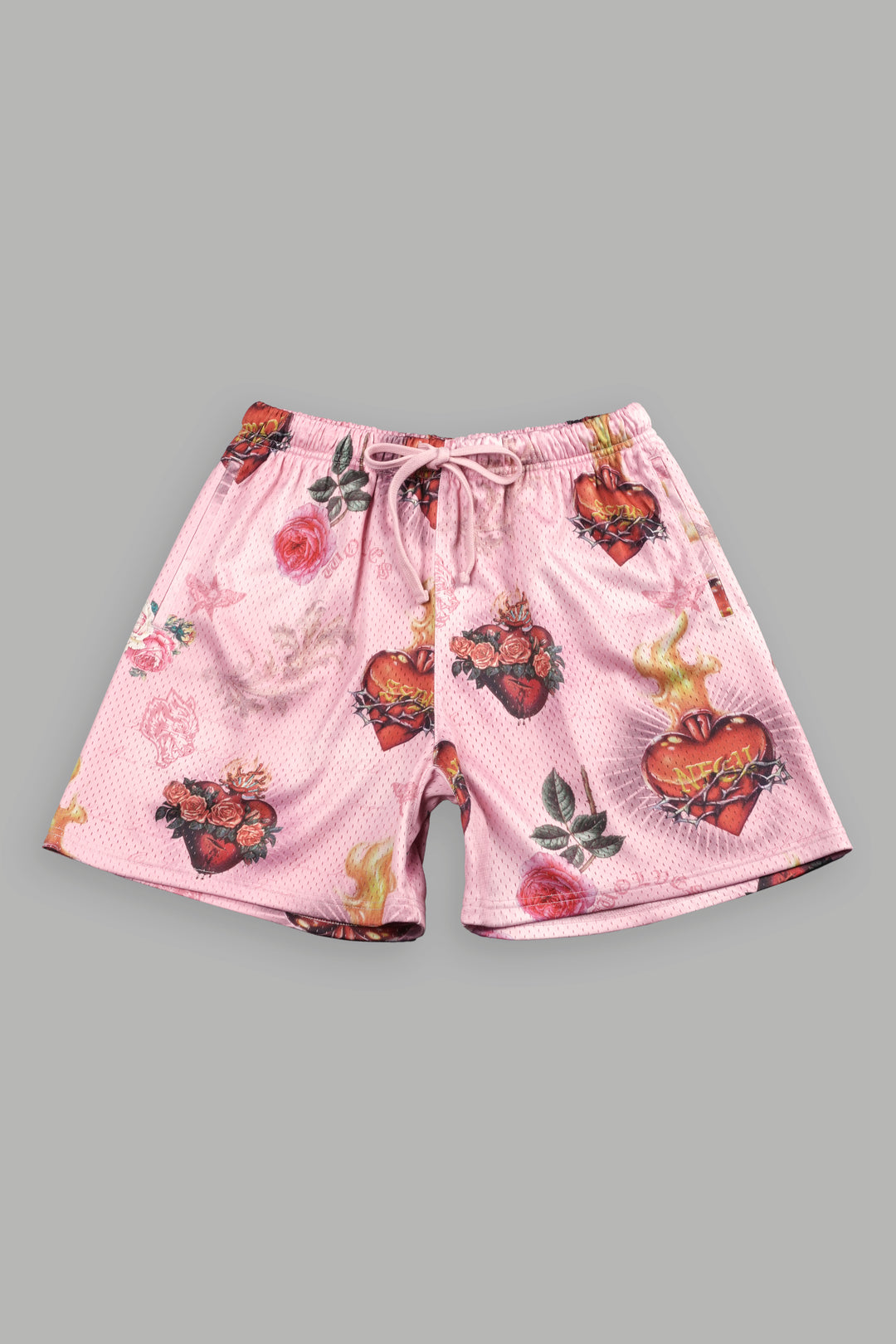 Sacred Path Mesh Shorts in Corazon de Devocion