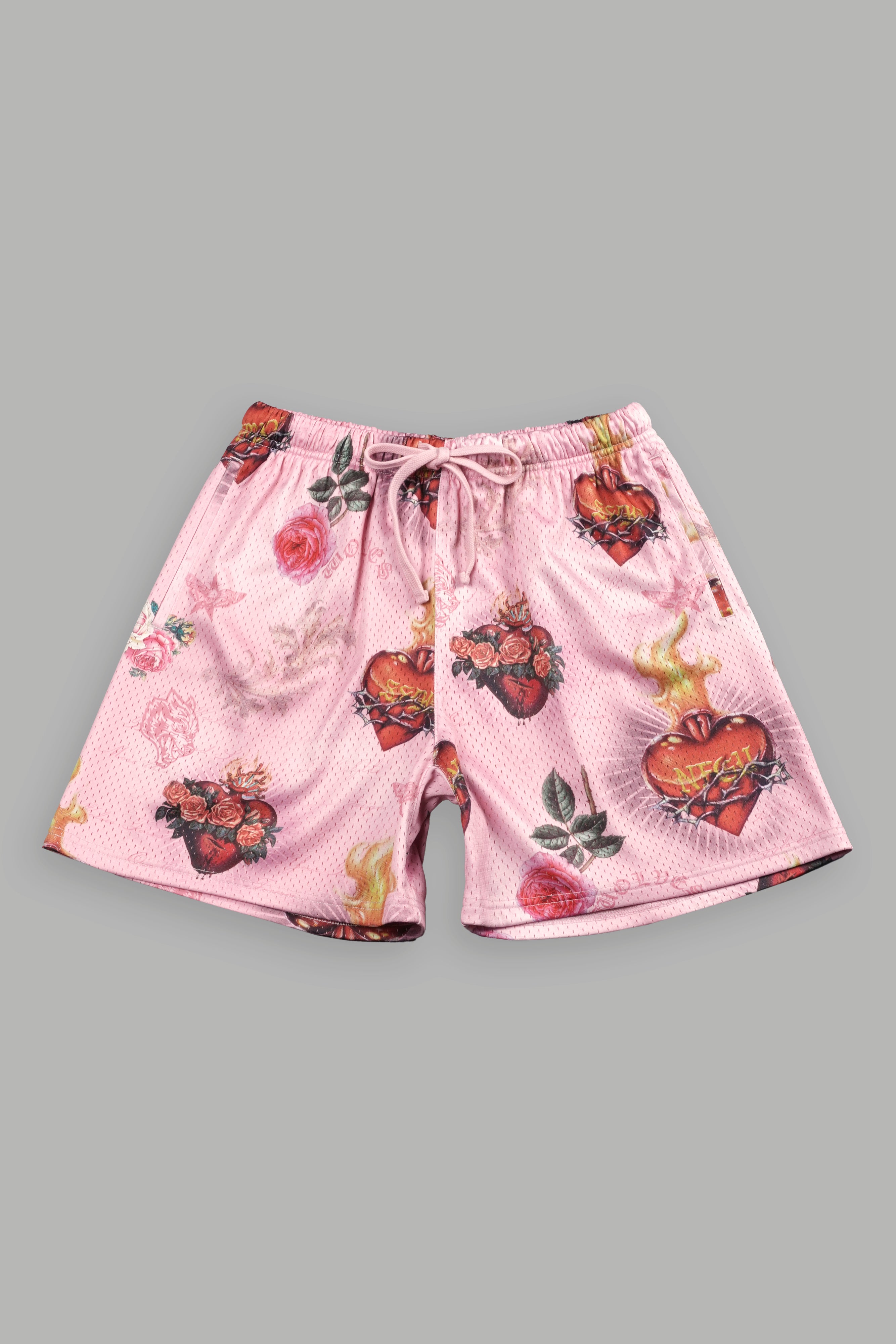 Sacred Path Mesh Shorts in Corazon de Devocion