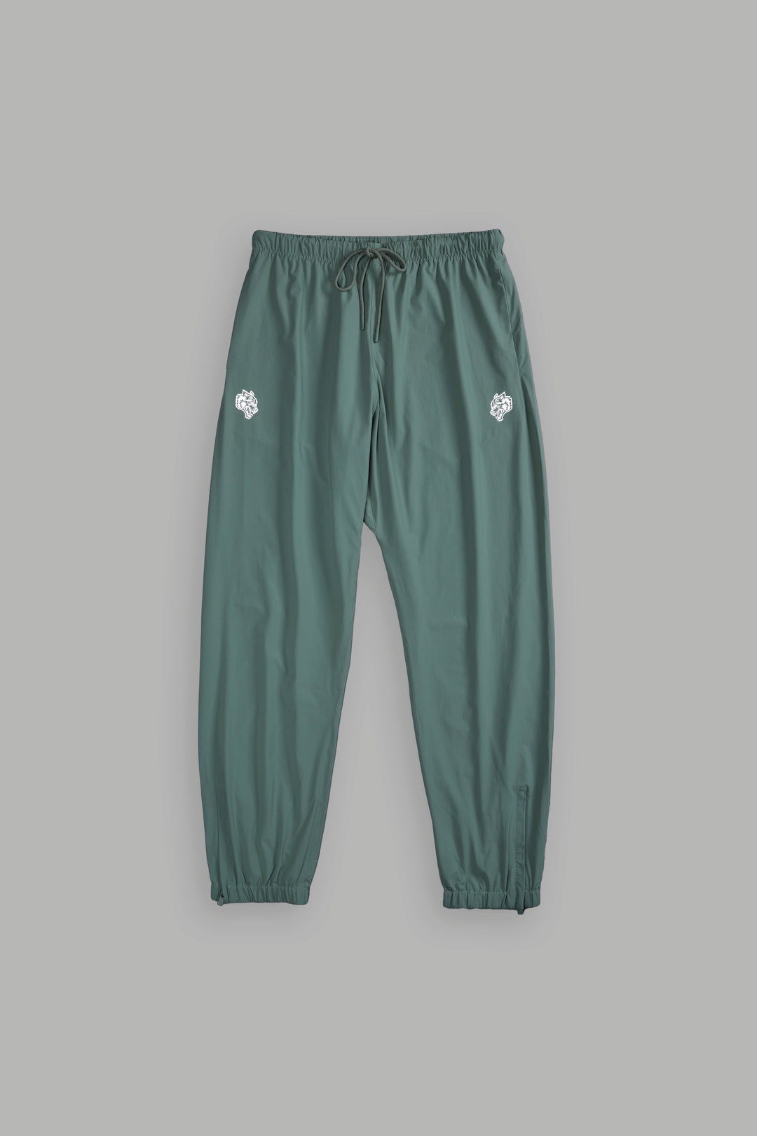 Dual Wolf Head Hybrid Nylon Track Pants in Hunter Green