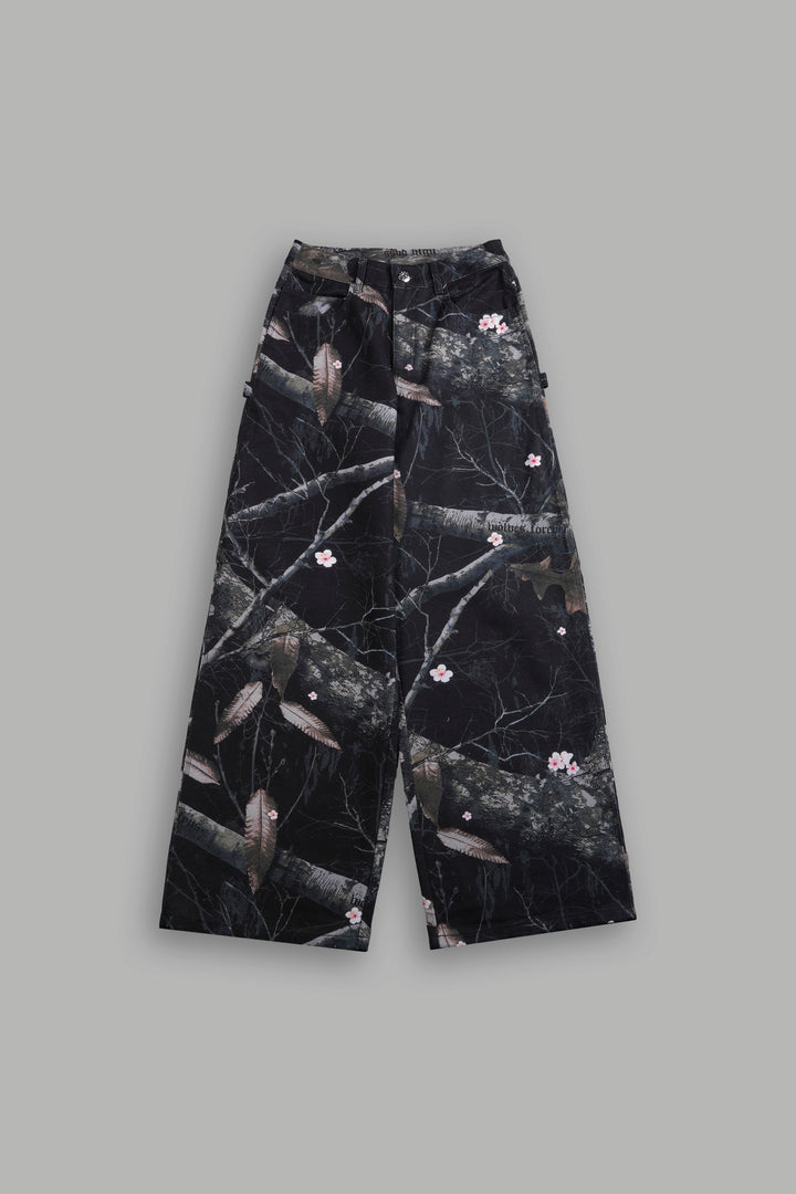 Wolf Chopper Wide Leg Carpenter Pants in Darc Blossom Woodland Camo