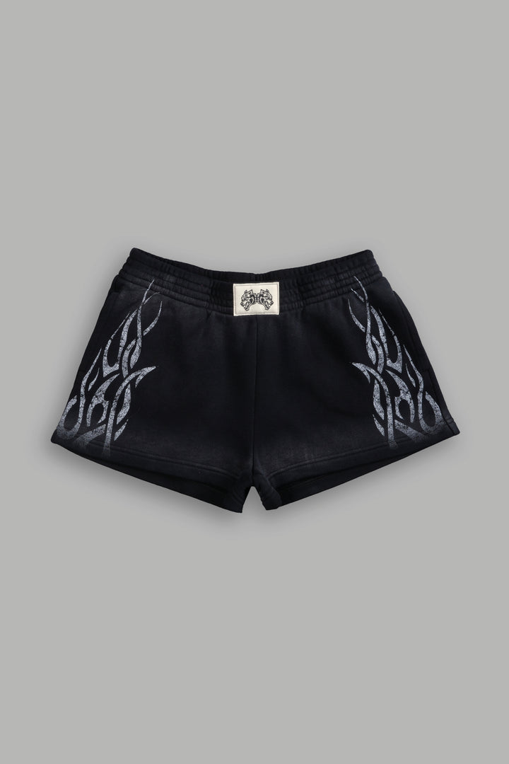 Finite Flame Ellie Sweat Shorts in Black Drift Wash