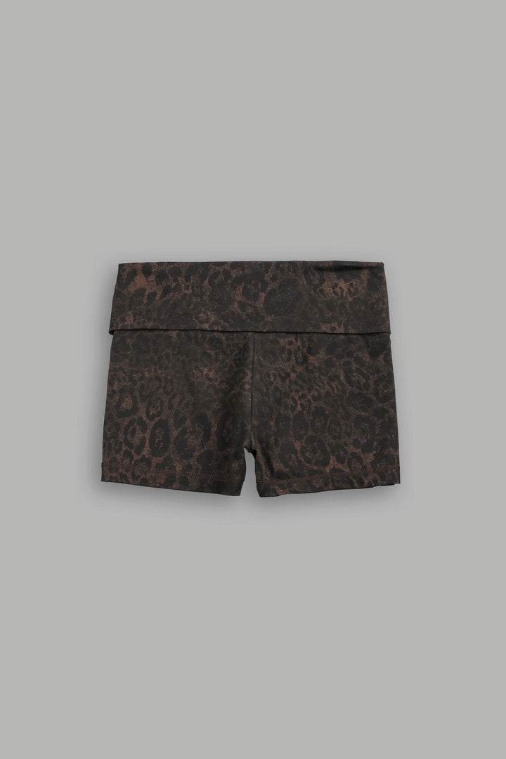Dual Fold Over Shorts in Darc Brown Leopard