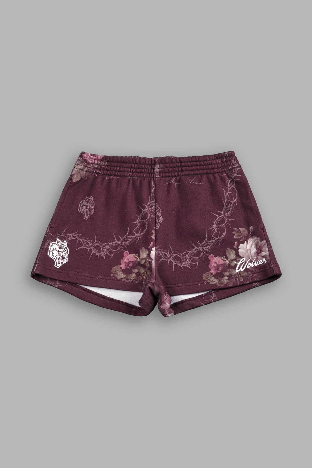Rose Thorn Ellie Sweat Shorts in Cherry Wine Rose Thorn