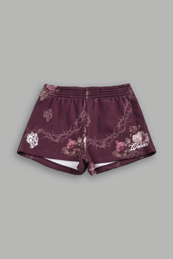 Rose Thorn Ellie Sweat Shorts in Cherry Wine Rose Thorn