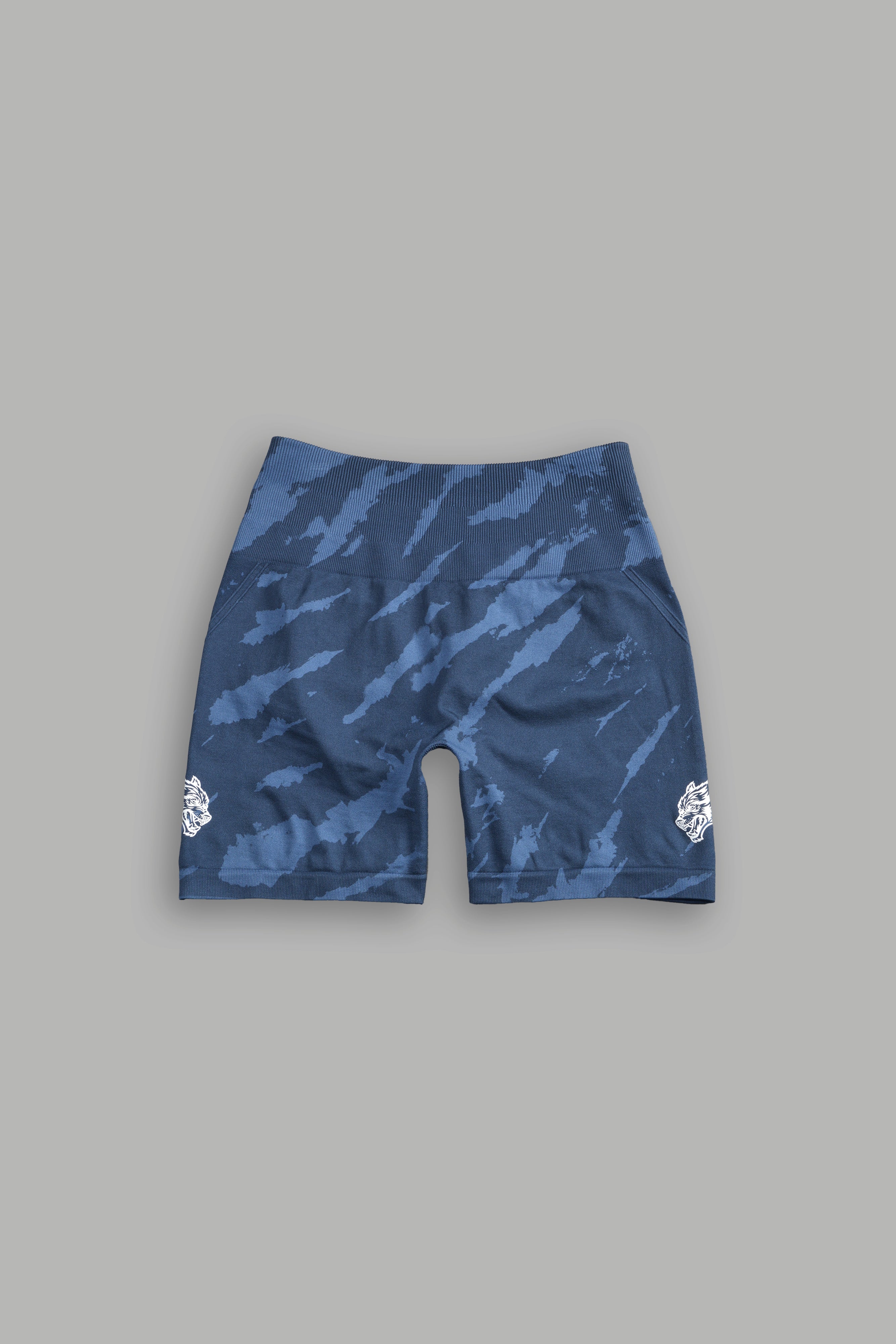 Dual Wolf Everson Seamless "Huxley" Shorts in Ocean Blue Native Camo