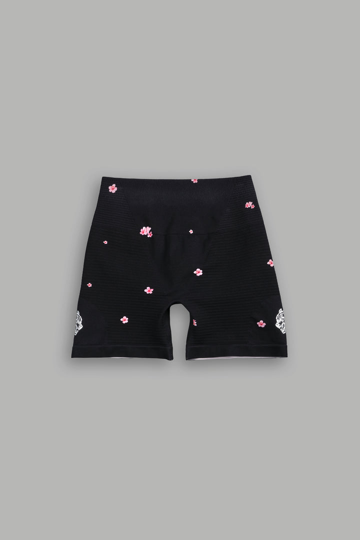 Dual Wolf Everson Seamless "Valencourt" Shorts in Black/Cherry Blossom