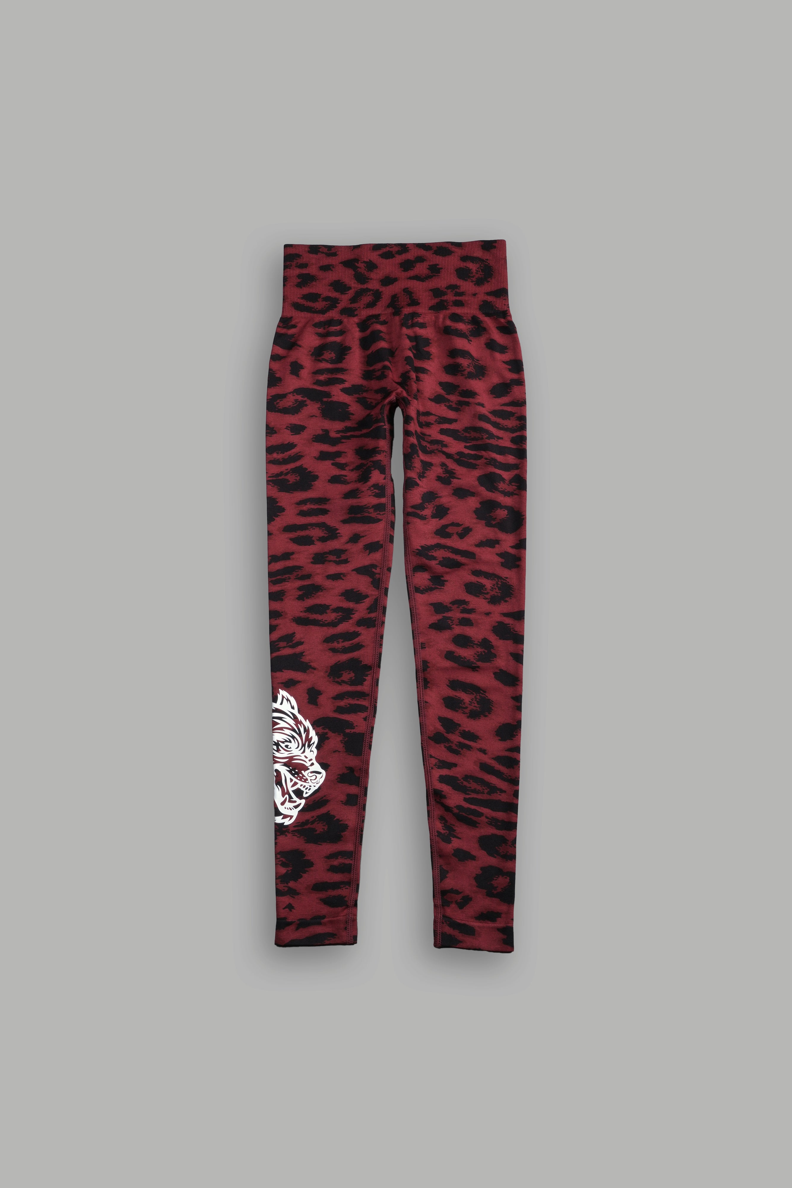 Big Wolf "Everson" Scrunch Leggings in Cherry Red Leopard