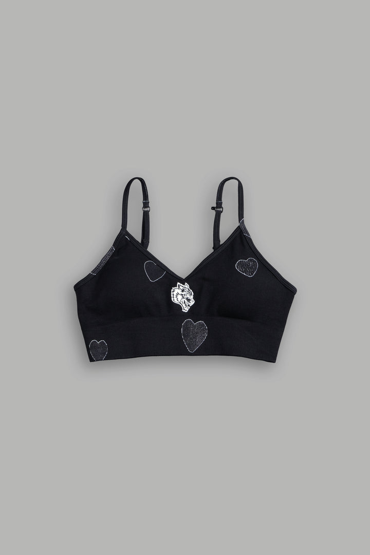 Her Energy "Everson" Seamless Sports Bra in Heart Candy Black