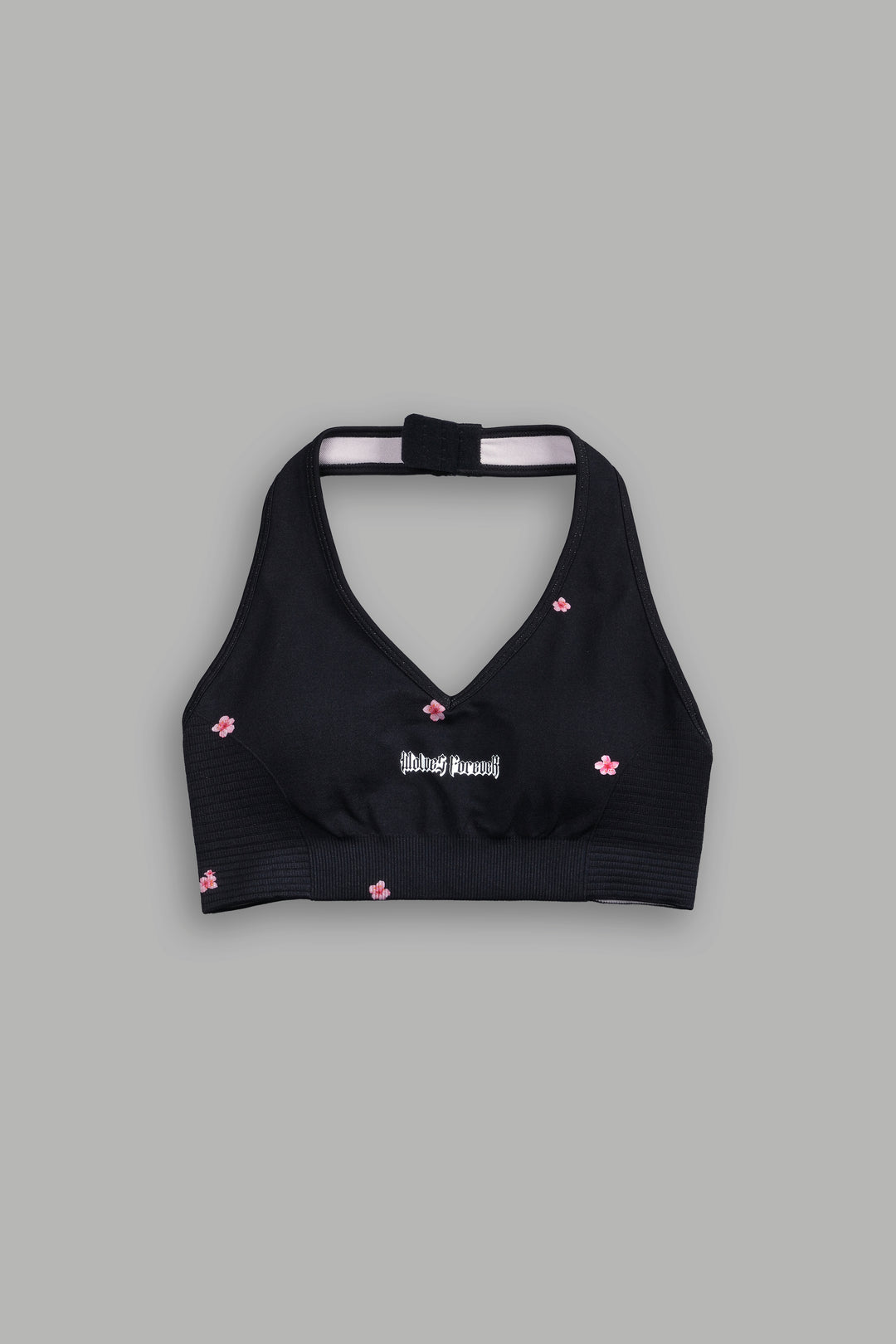 Darc Letter "Everson Seamless" Valencourt Halter Bra in Black/Cherry Blossom