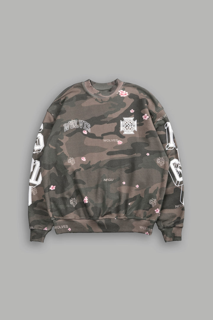 You'll Know It She London Crewneck in Vintage Blossom Woodland Camo