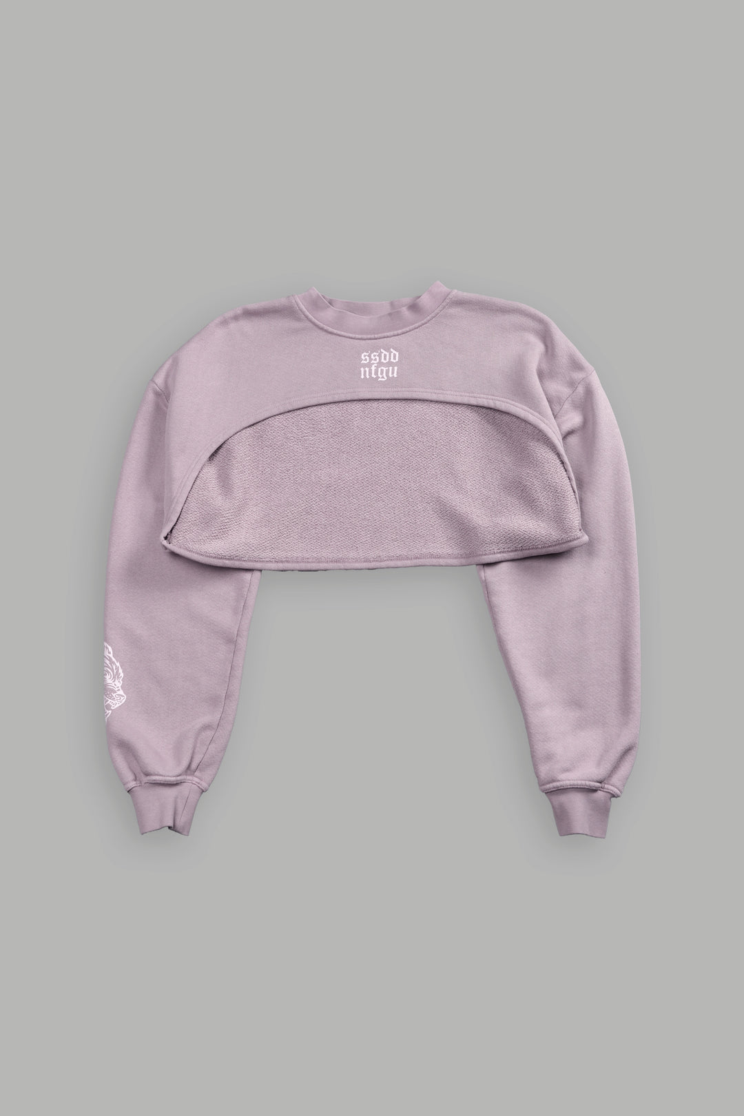 Wolves Mantra "Willow" Cropped Crewneck in Purple Smoke
