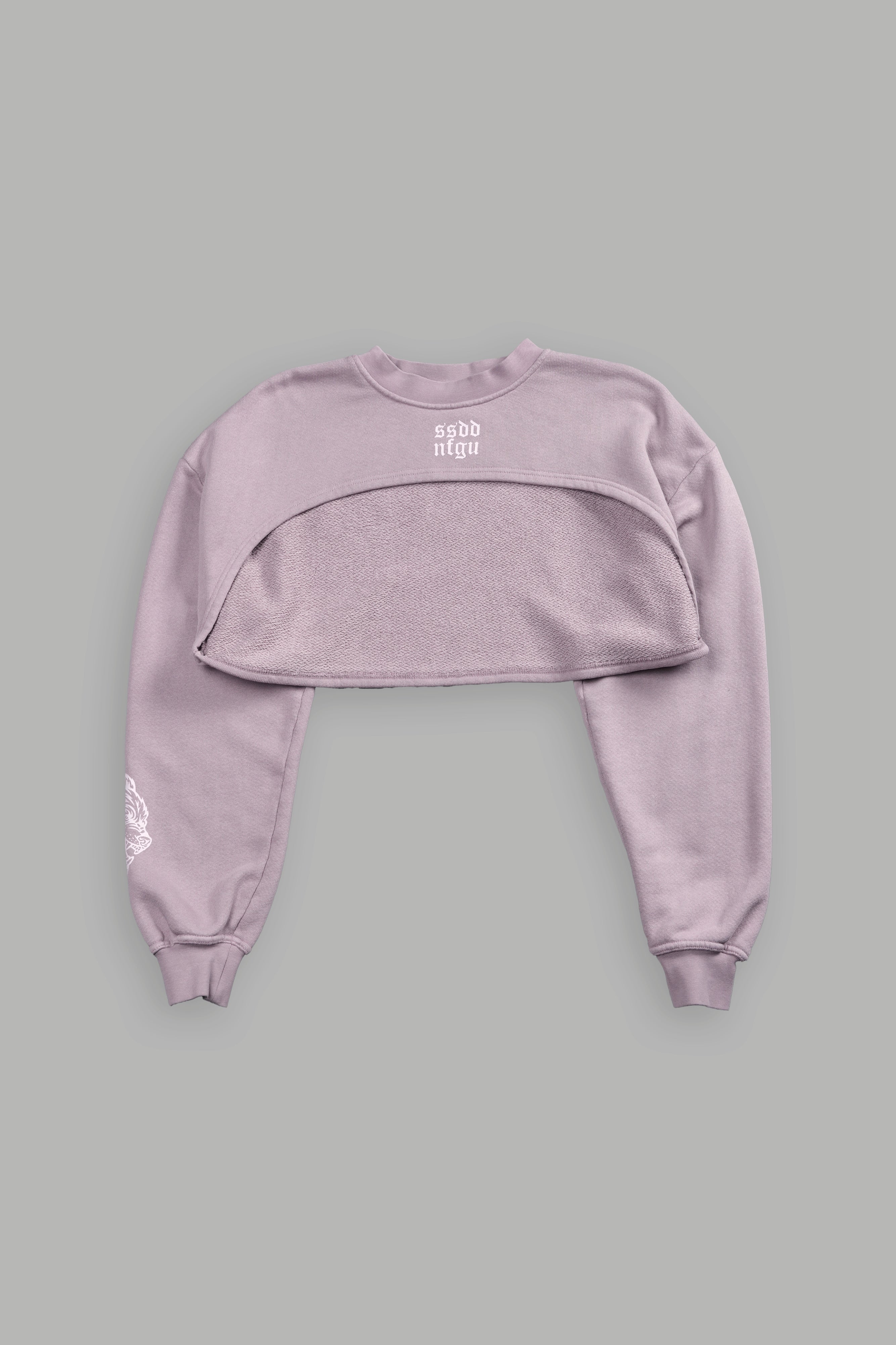 Wolves Mantra "Willow" Cropped Crewneck in Purple Smoke