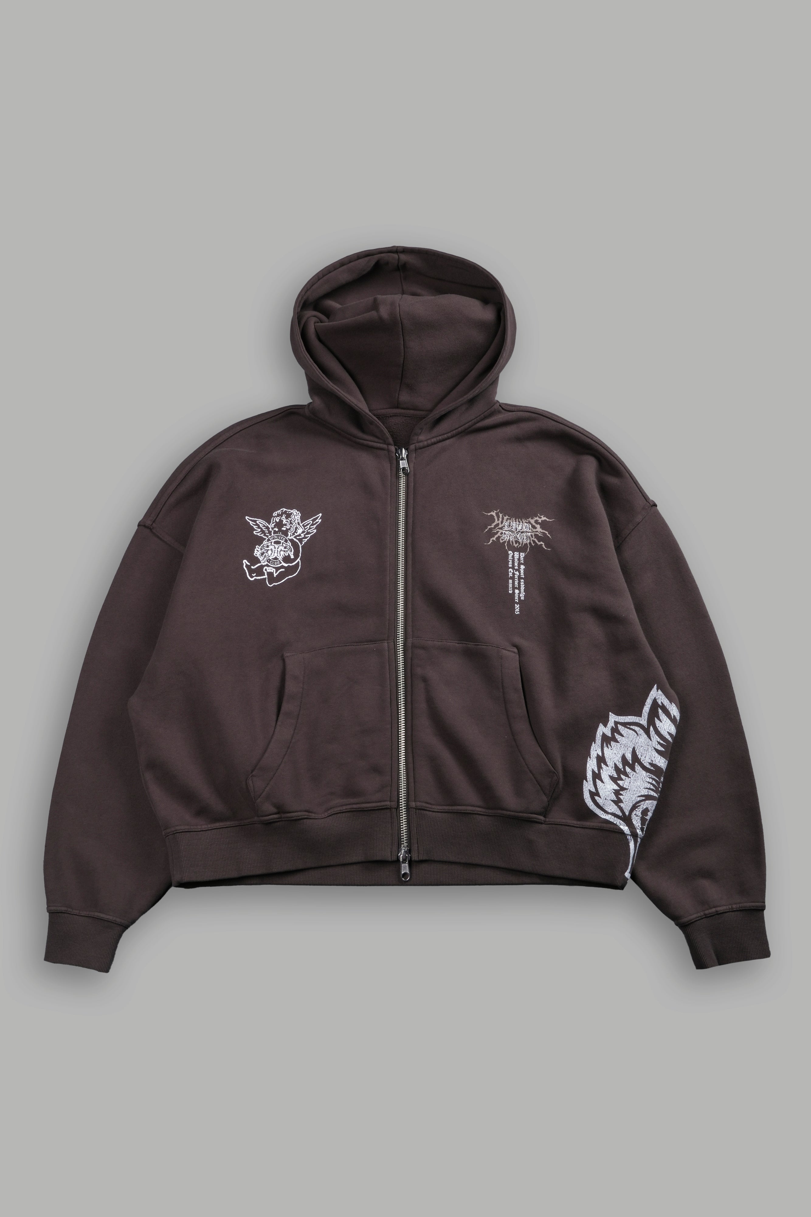 No Weapon Hesh Vex Double Zip Hoodie in Darc Brown – DarcSport